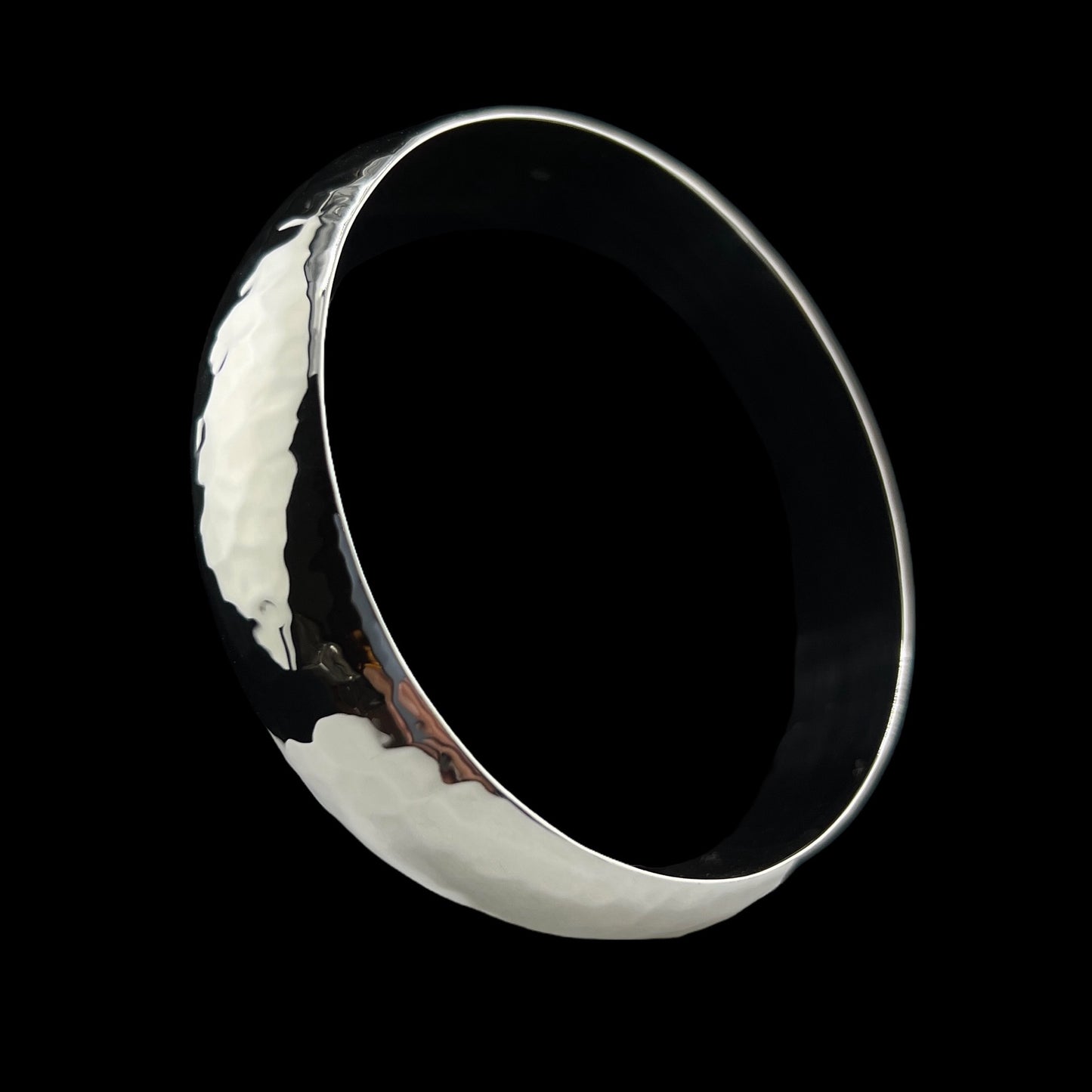 Sterling Silver .925 Bangle Bracelet 65mmx20mm Hammered