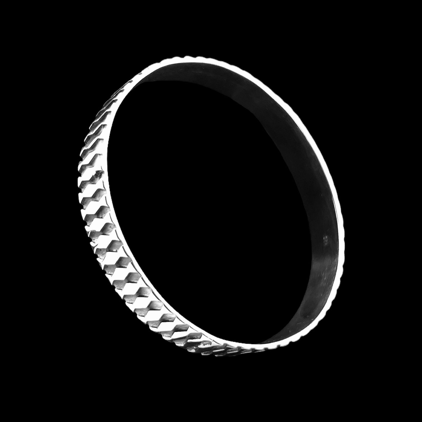Sterling Silver .925 Bangle Bracelet 65mmx10mm Diamond Pattern