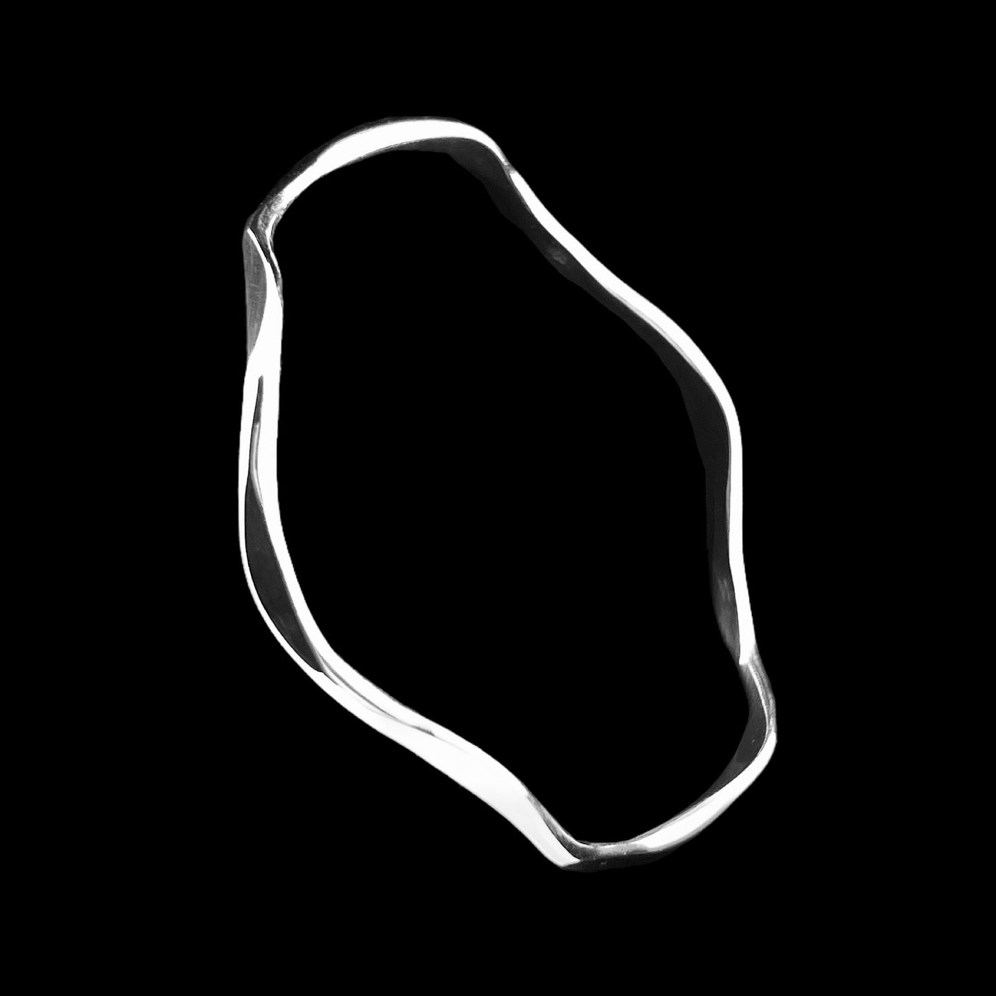 Sterling Silver .925 Bangle Bracelet 65mmx2mm Undulating