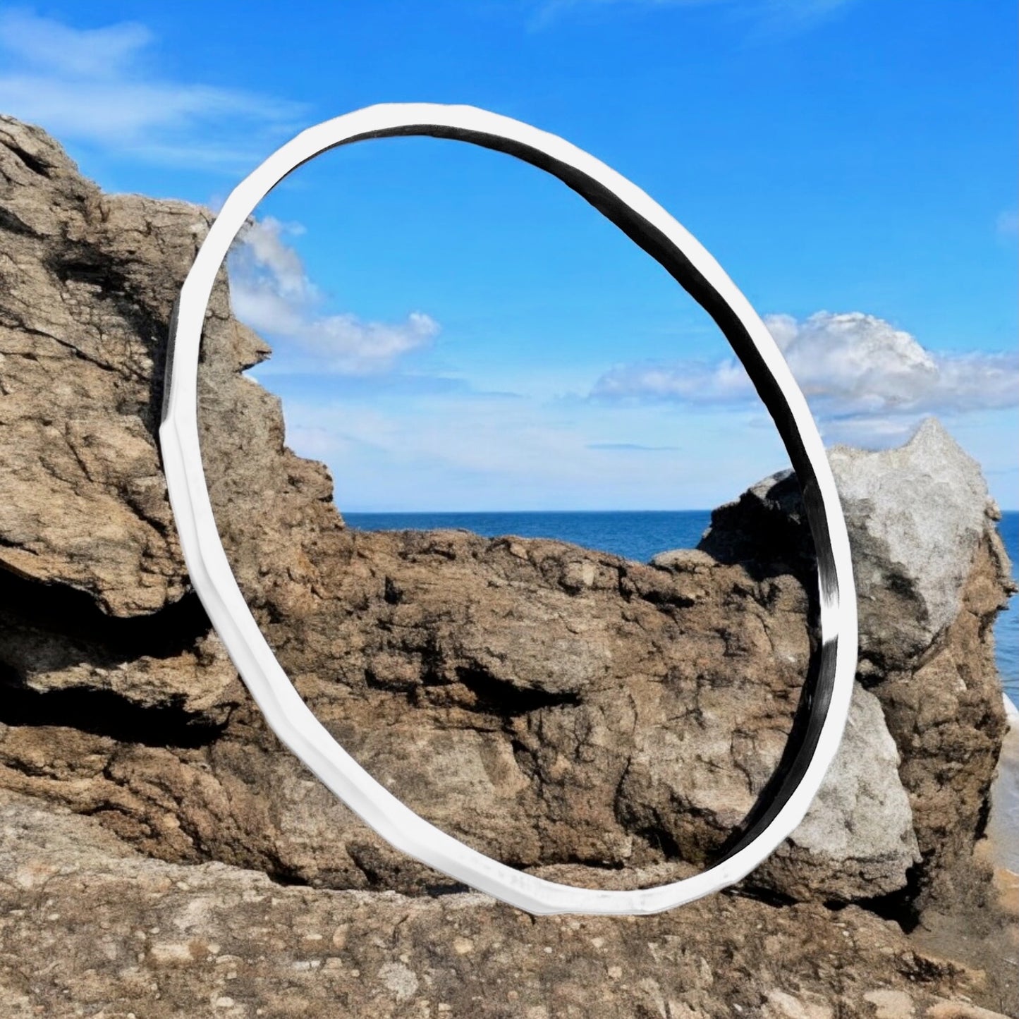 Sterling Silver .925 Bangle Bracelet 65mm Faceted