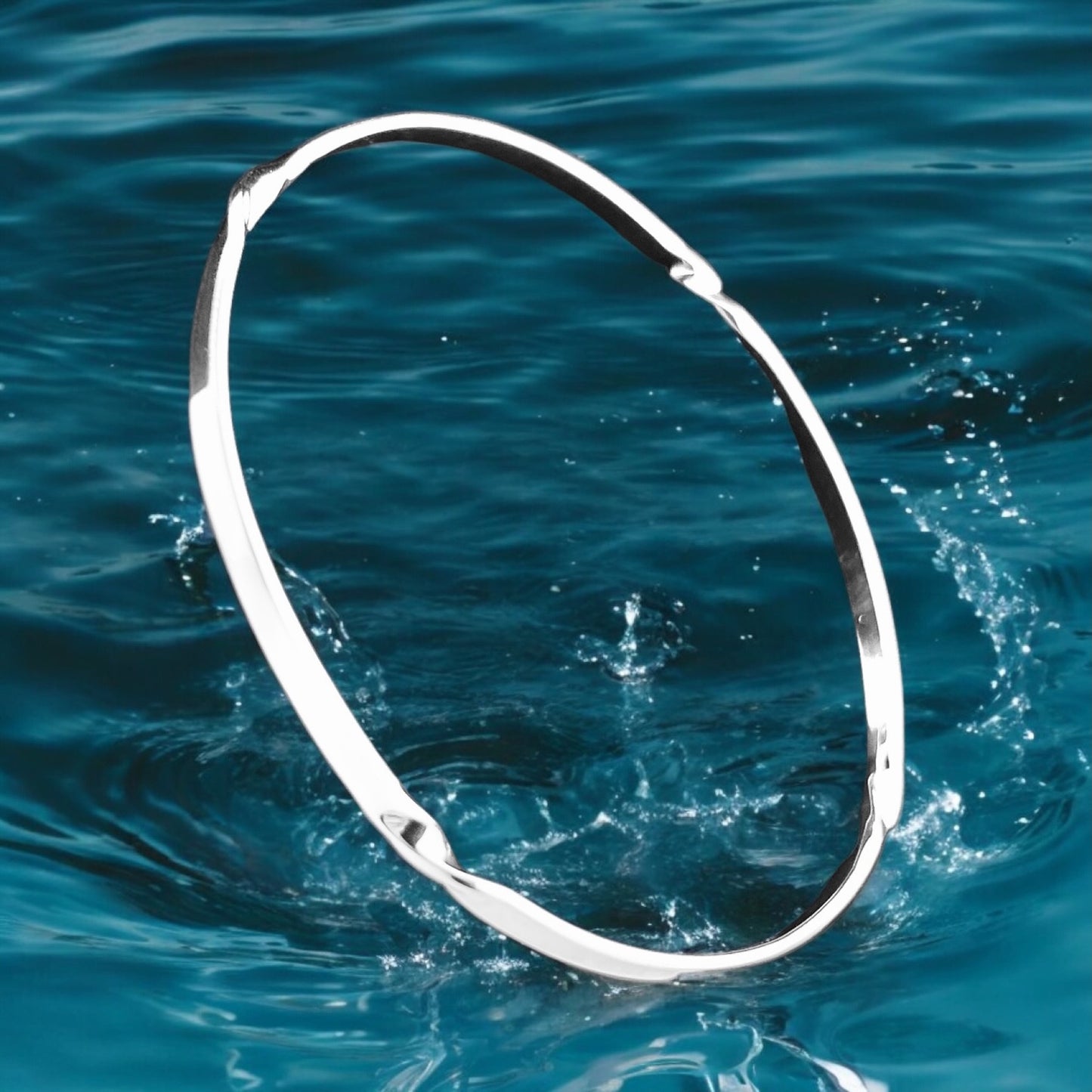 Sterling Silver .925 Bangle Bracelet 65mm with 4 twists