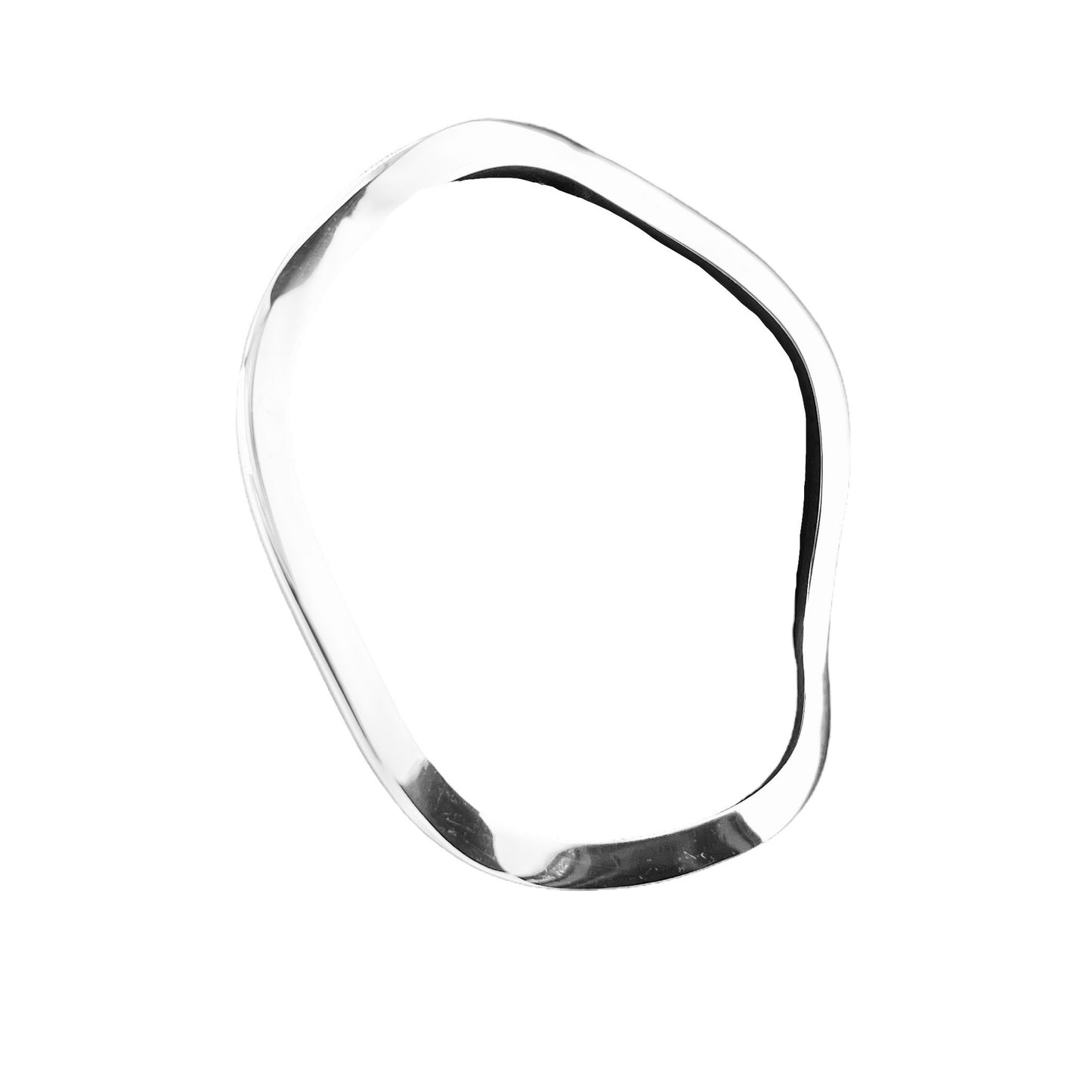 Sterling Silver .925 Bangle Bracelet 70mmx2mm Flat Undulating smooth