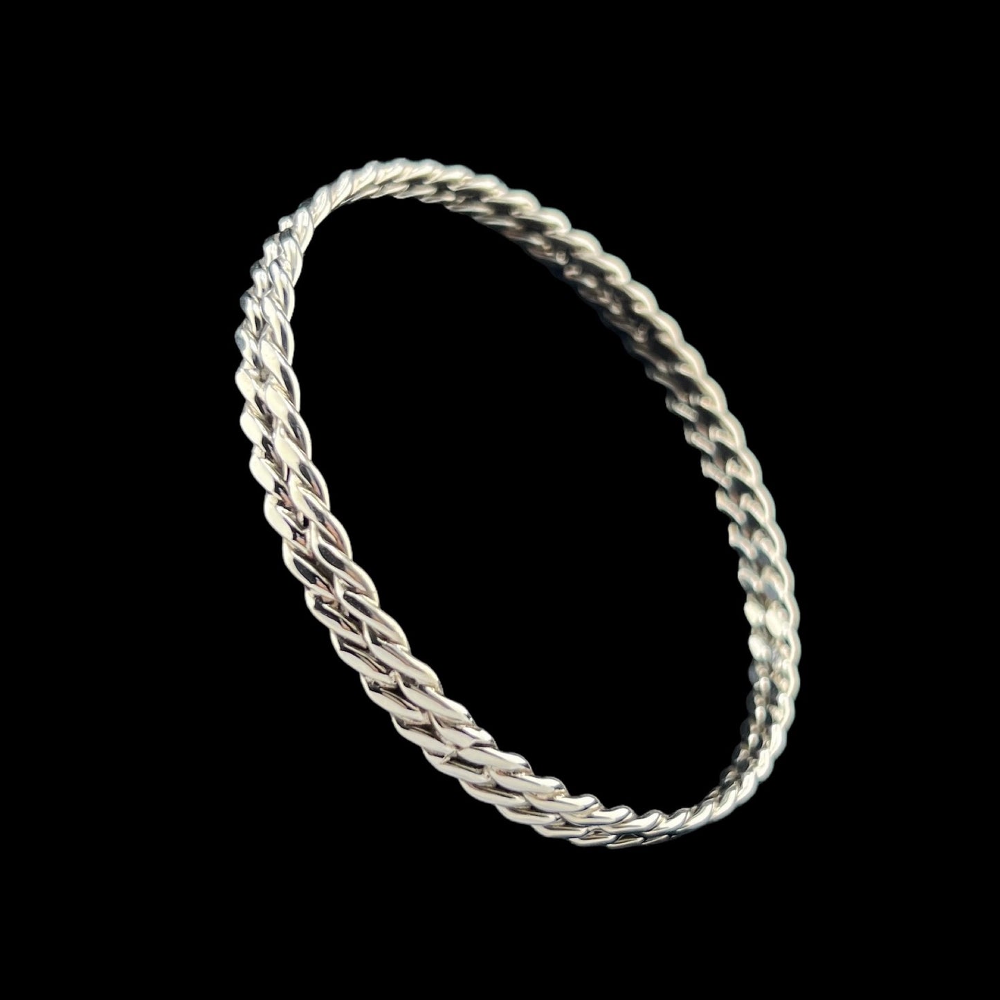 Sterling Silver .925 Bangle Bracelet 65mmx1mm Rope Round