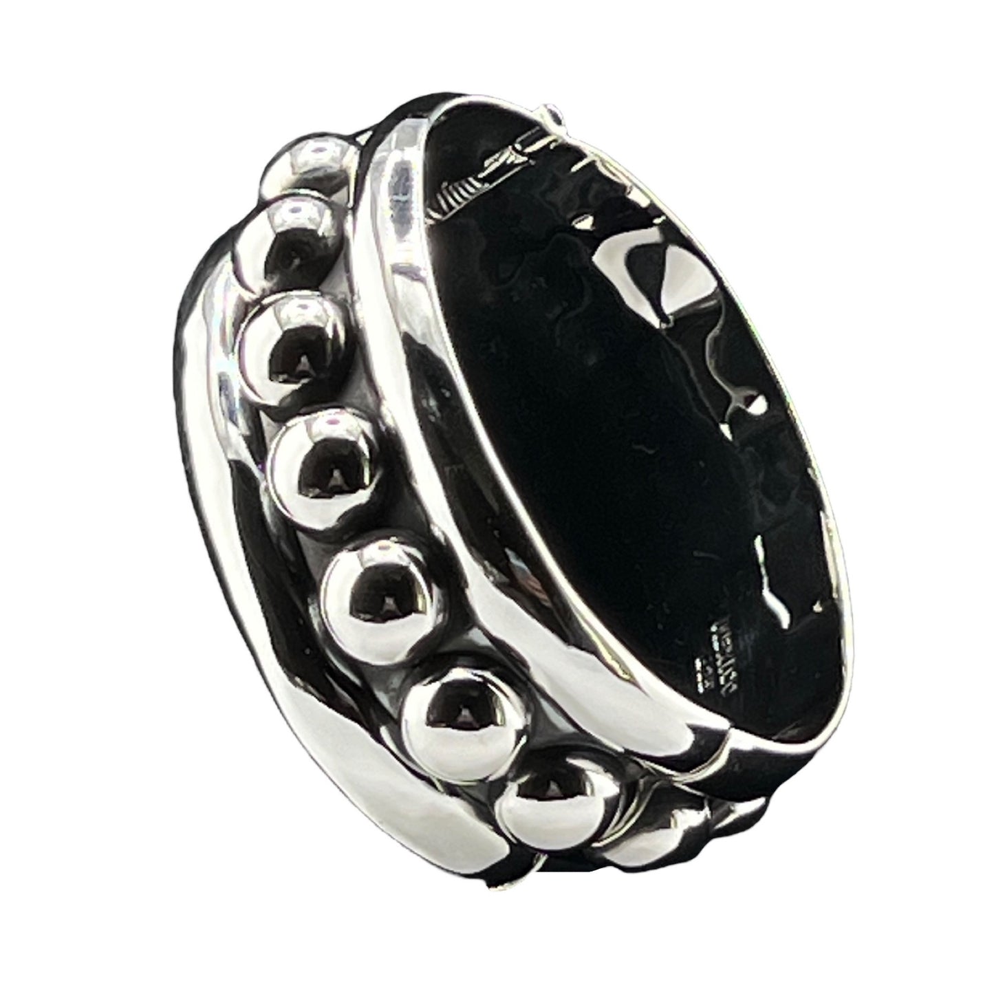 Sterling Silver .925 Bangle Bracelet 60mmx39mm Oval with Spheres Bolitas
