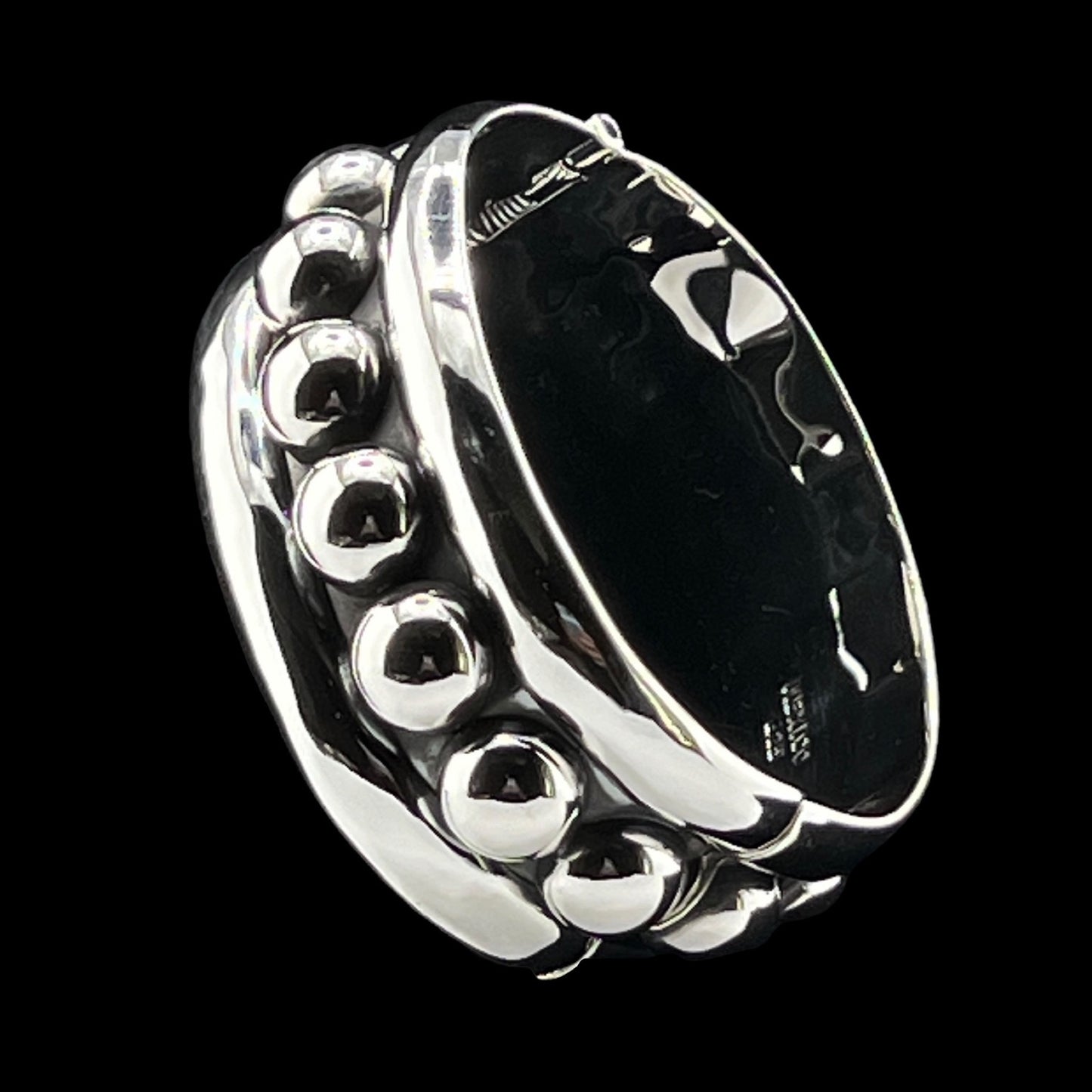 Sterling Silver .925 Bangle Bracelet 60mmx39mm Oval with Spheres Bolitas