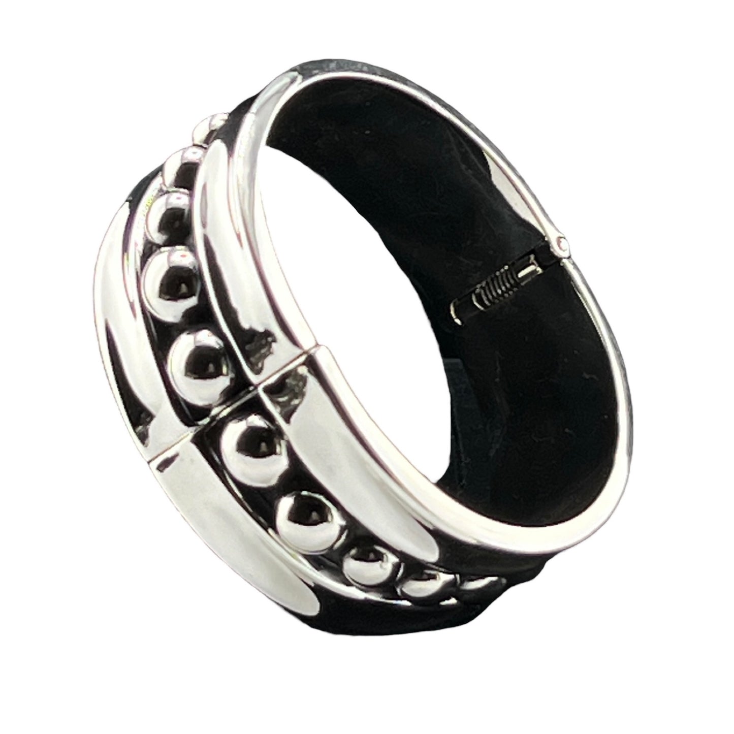 Sterling Silver .925 Bangle Bracelet 65mmx24mm Oval with Spheres