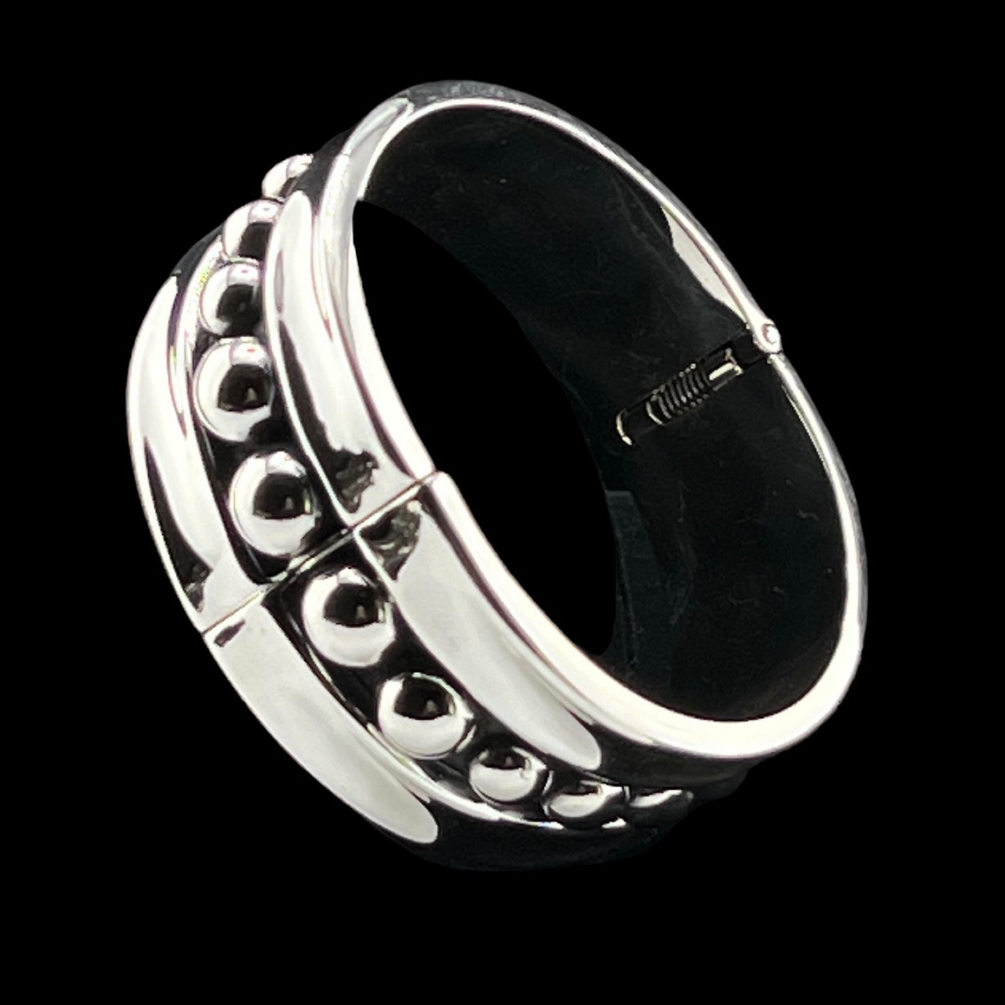 Sterling Silver .925 Bangle Bracelet 65mmx24mm Oval with Spheres