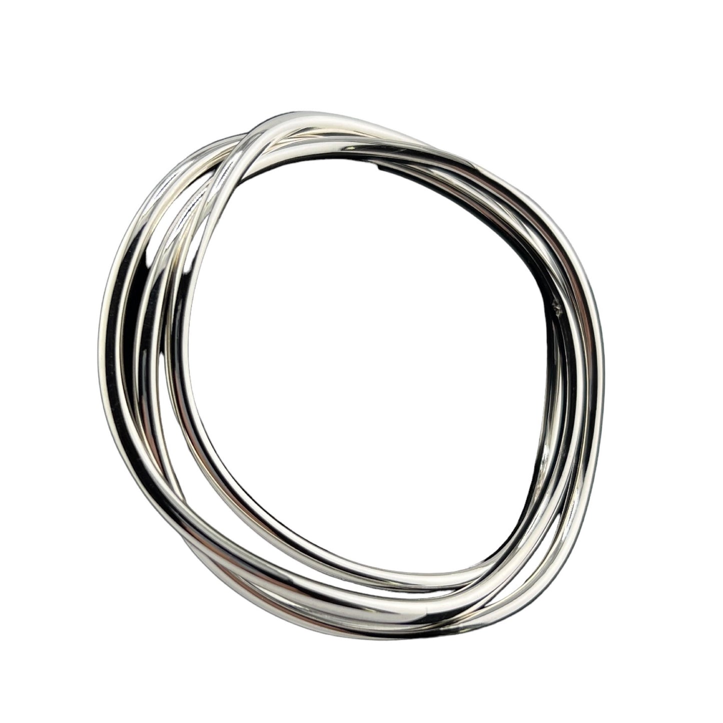 Sterling Silver .925 Bangle Bracelet 65mmx2mm Round Undulating Smooth