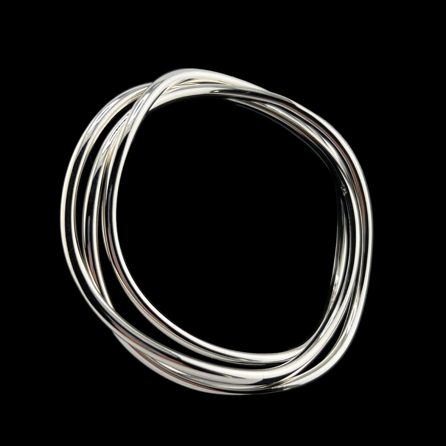 Sterling Silver .925 Bangle Bracelet 65mmx2mm Round Undulating Smooth