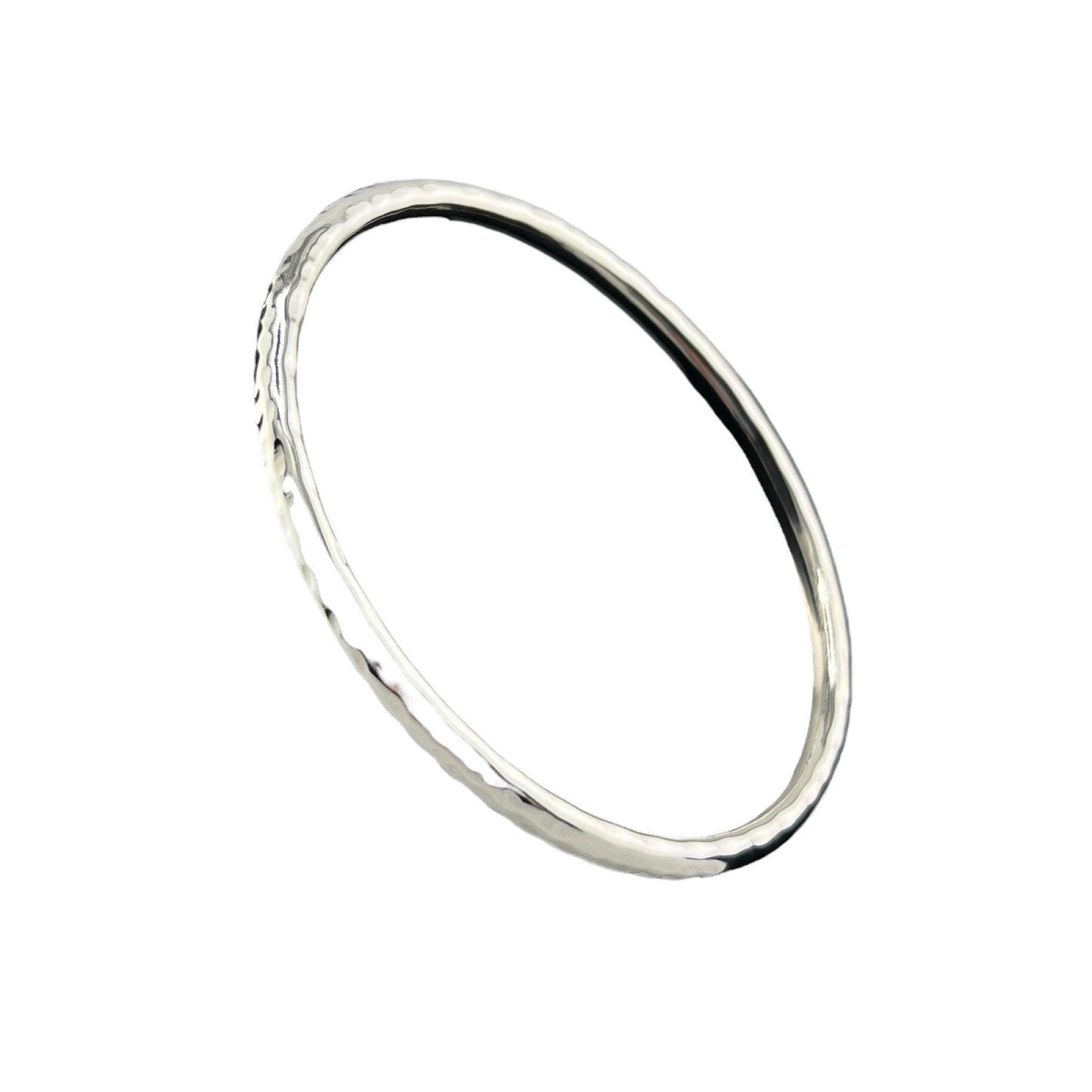 Sterling Silver .925 Bangle Bracelet 65mmx2mm Hammered