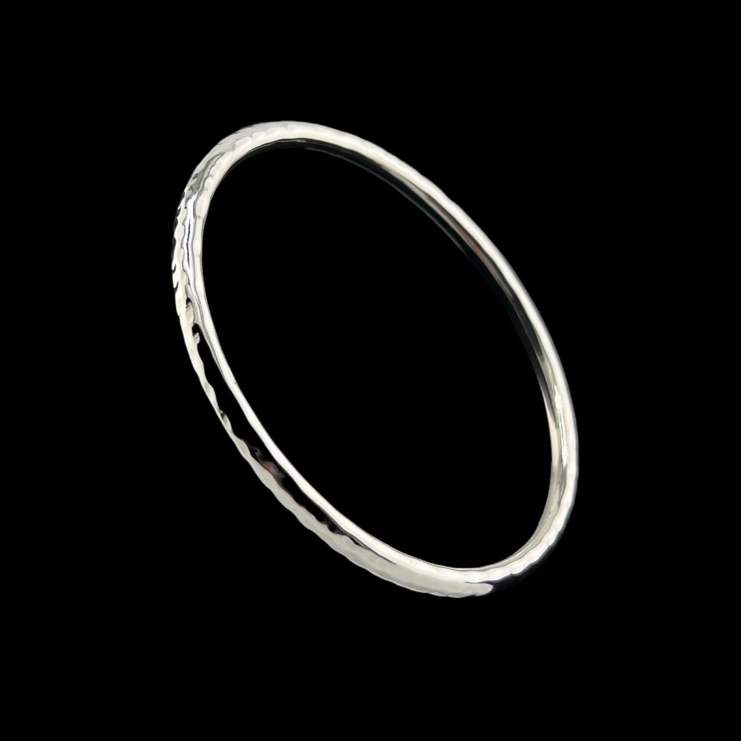 Sterling Silver .925 Bangle Bracelet 65mmx2mm Hammered
