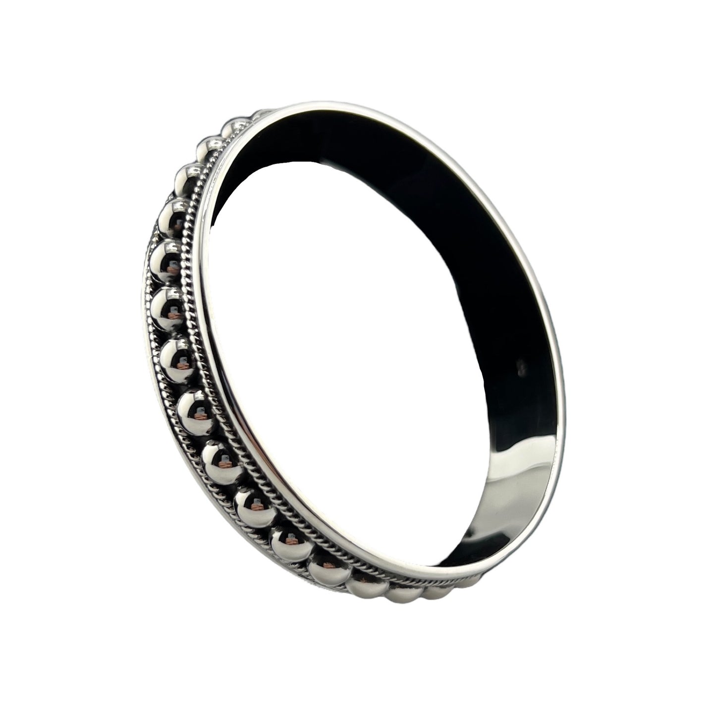 Sterling Silver .925 Bangle Bracelet 65mmx10mm Bolita with Small Braids