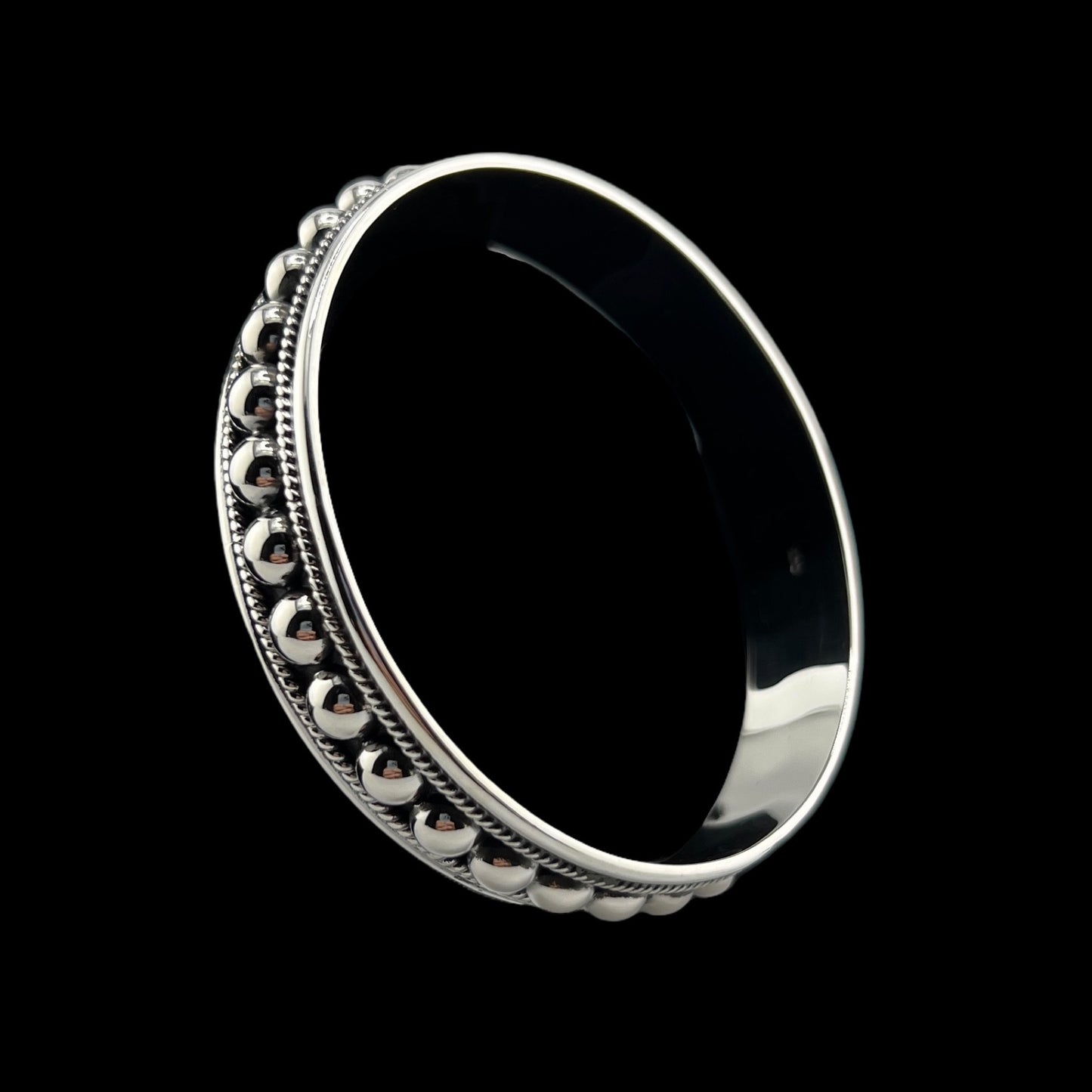 Sterling Silver .925 Bangle Bracelet 65mmx10mm Bolita with Small Braids