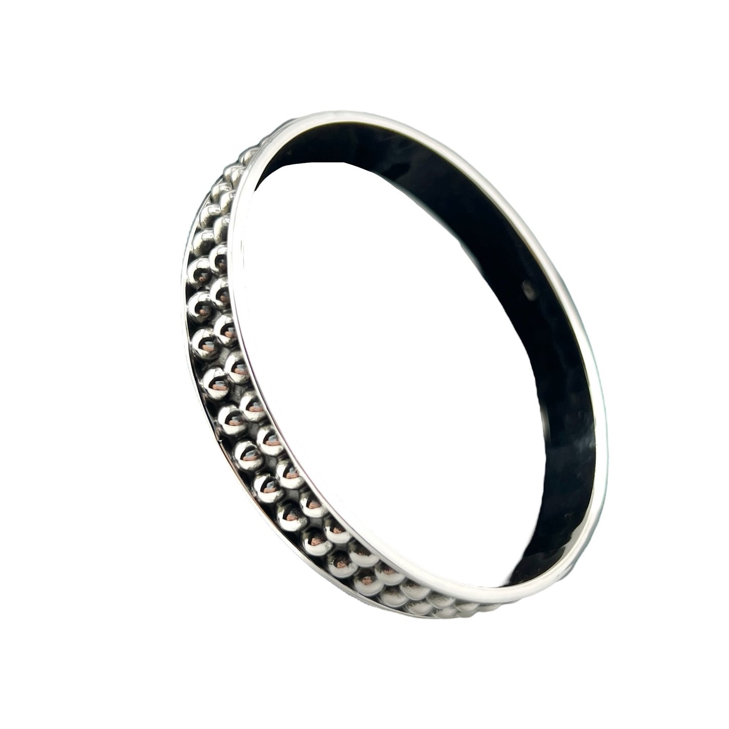 Sterling Silver .925 Bangle Bracelet 65mmx10mm double Bolita