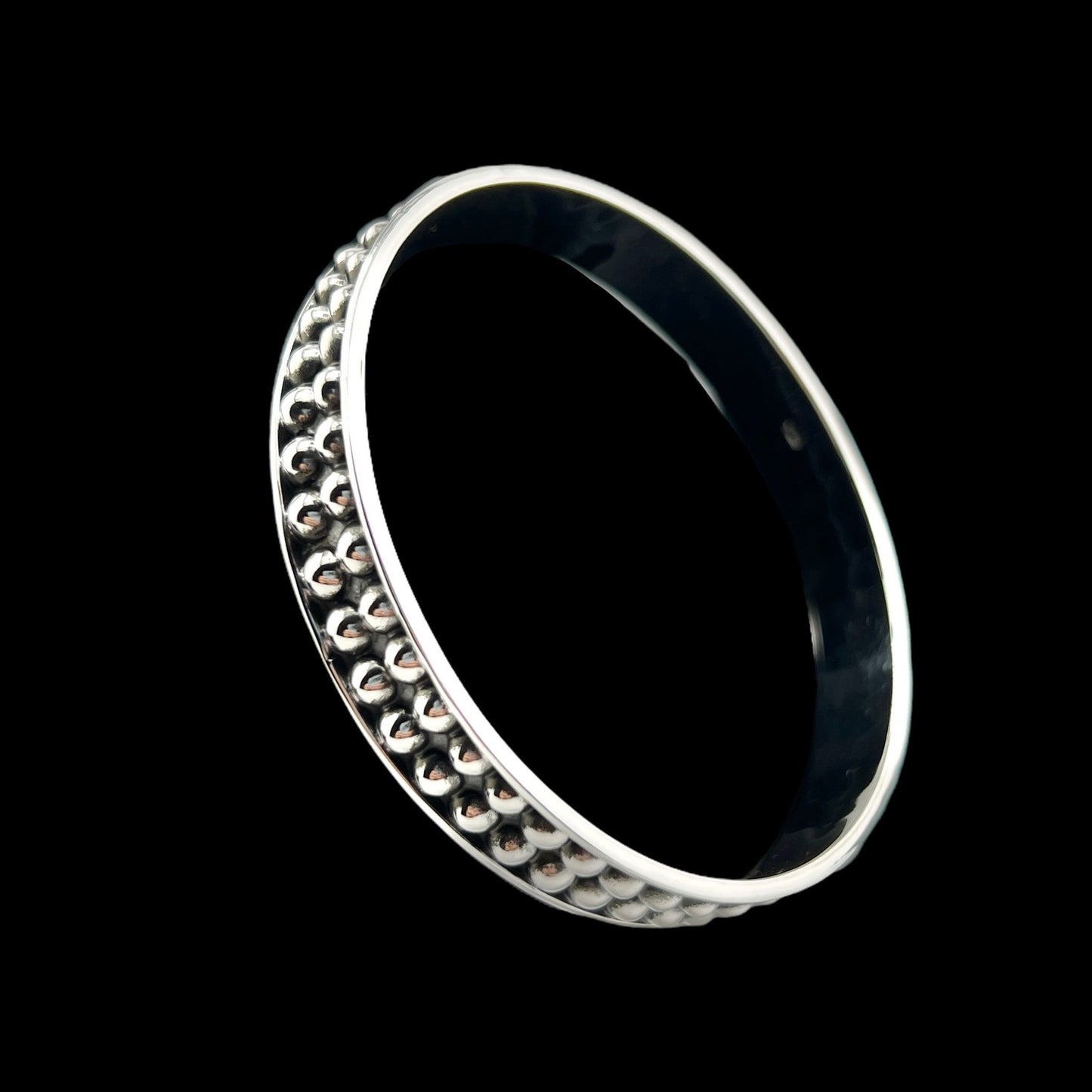 Sterling Silver .925 Bangle Bracelet 65mmx10mm double Bolita