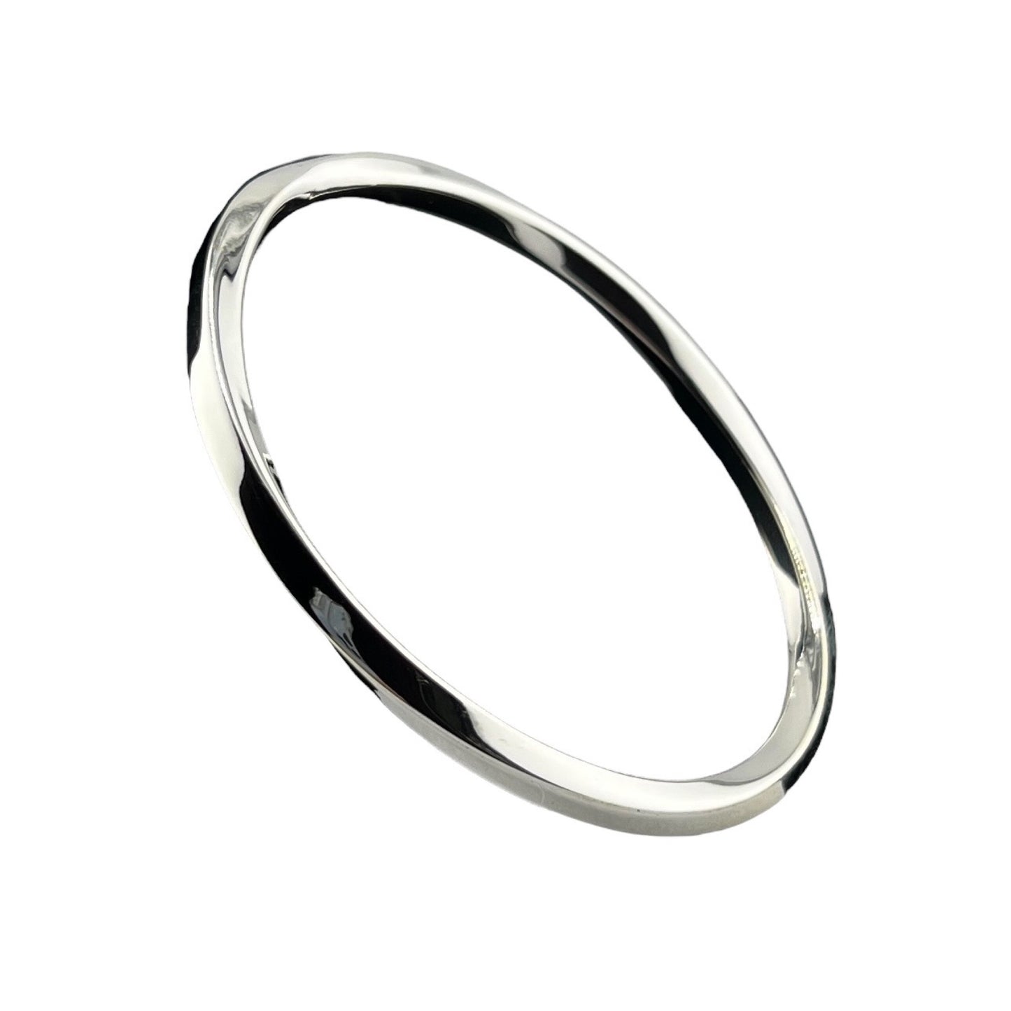 Sterling Silver .925 Bangle Bracelet 73mmx3mm Undulating Smooth