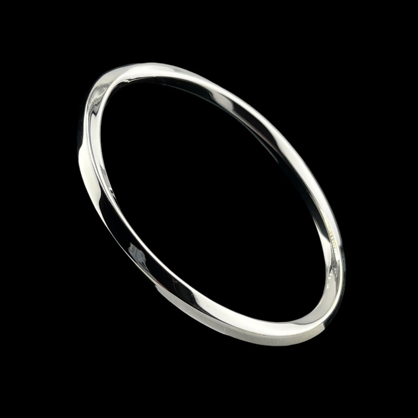 Sterling Silver .925 Bangle Bracelet 73mmx3mm Undulating Smooth