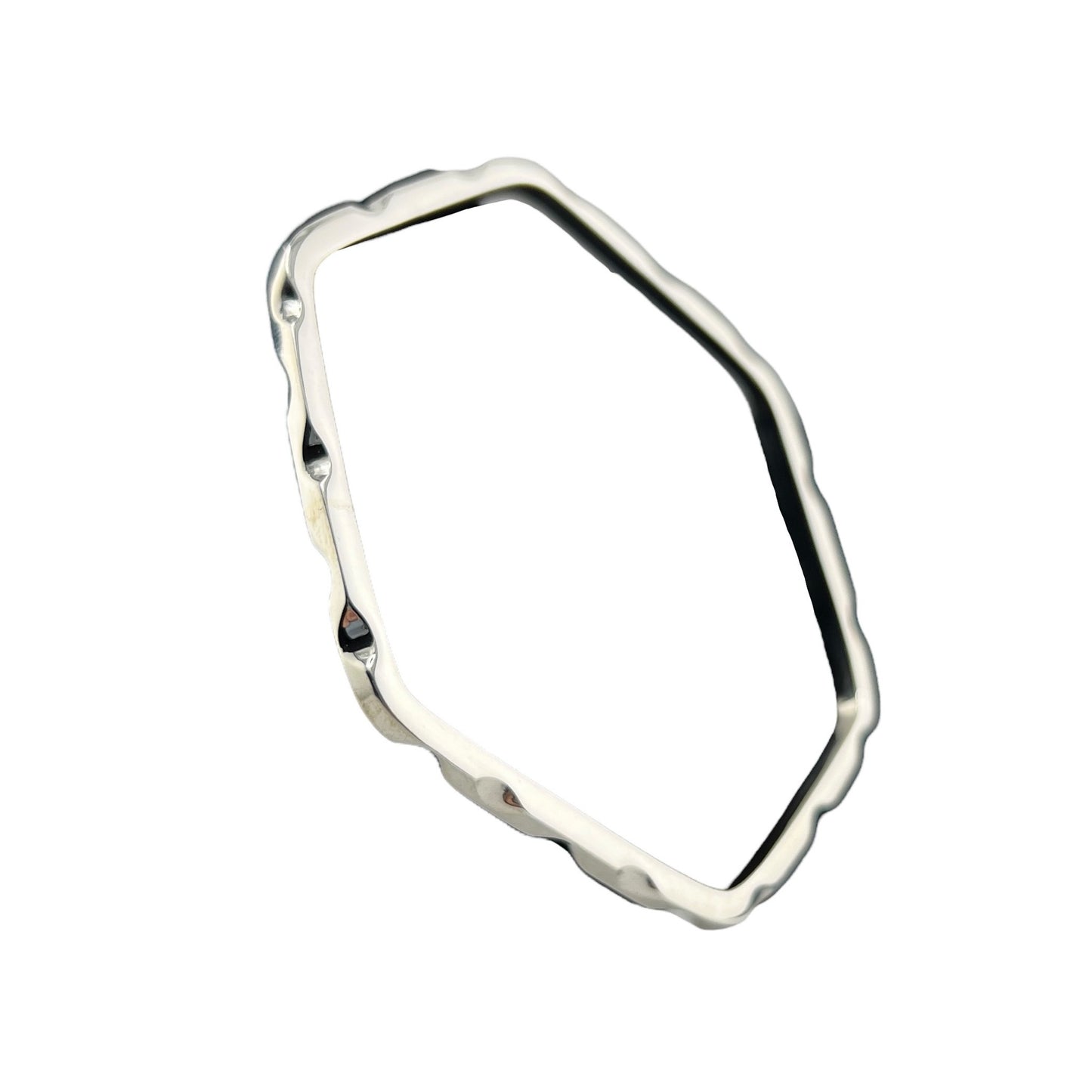 Sterling Silver .925 Bangle Bracelet 65mmx4mm Hexagonal with Pocks