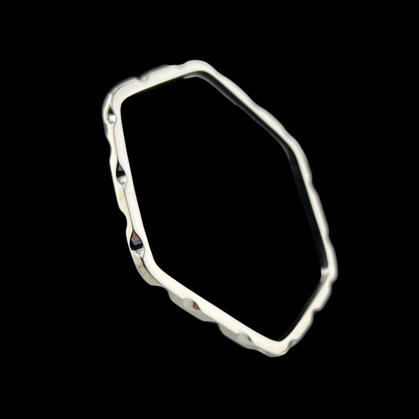 Sterling Silver .925 Bangle Bracelet 65mmx4mm Hexagonal with Pocks