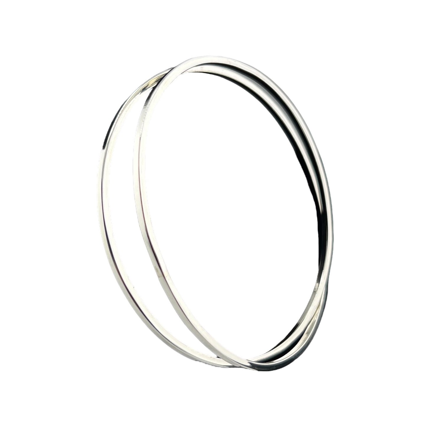 Sterling Silver .925 Bangle Bracelet 68mmx8mm 2Strand Square element