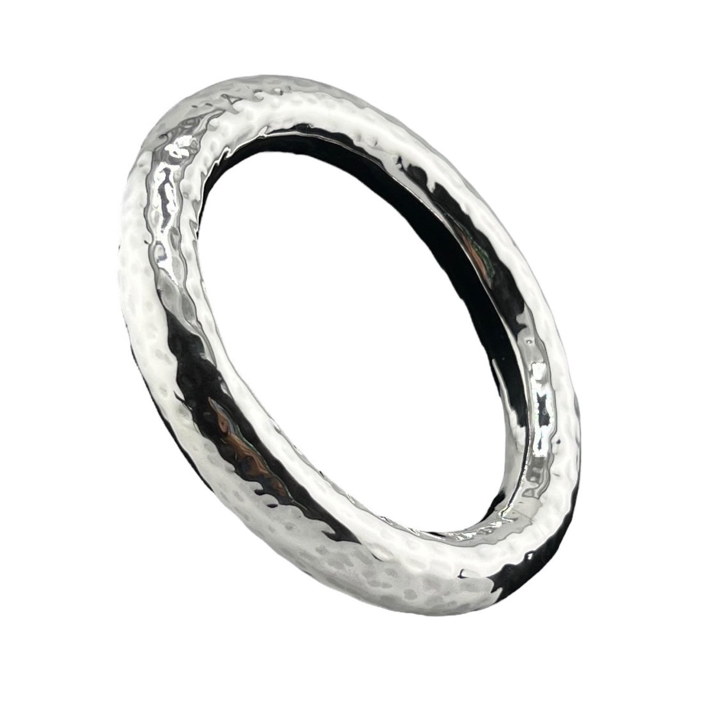 Sterling Silver .925 Bangle Bracelet 80mmx10mm Round Hammered