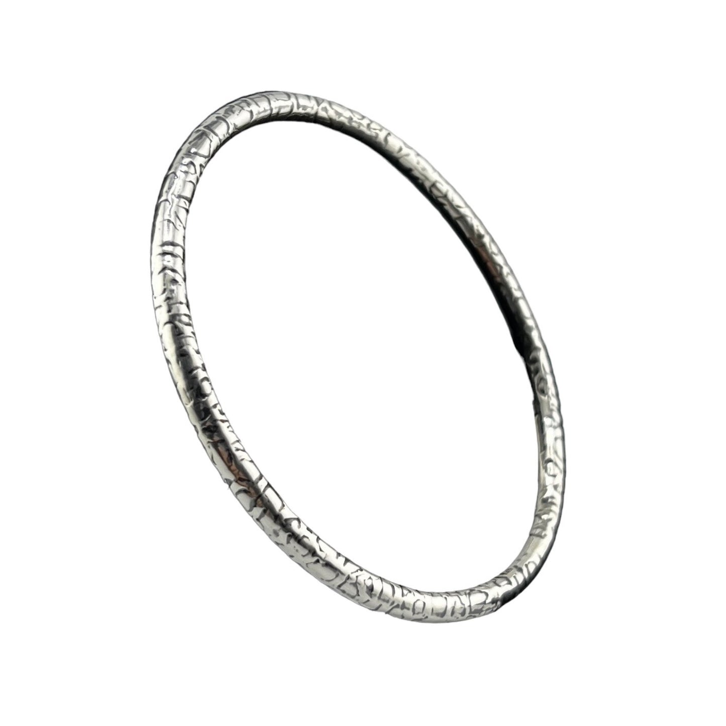 Sterling Silver .925 Bangle Bracelet 70mmx3mm Leopard Pattern