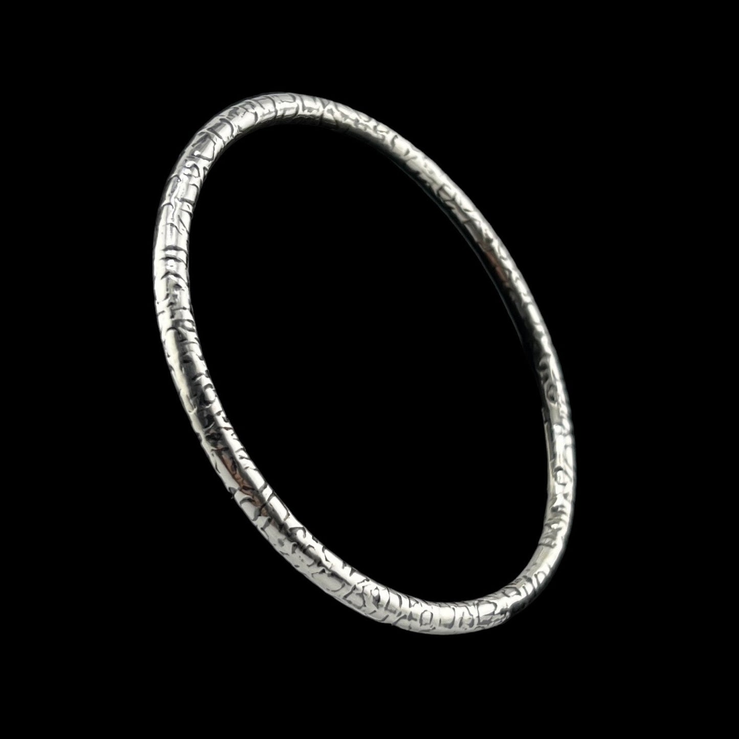 Sterling Silver .925 Bangle Bracelet 70mmx3mm Leopard Pattern