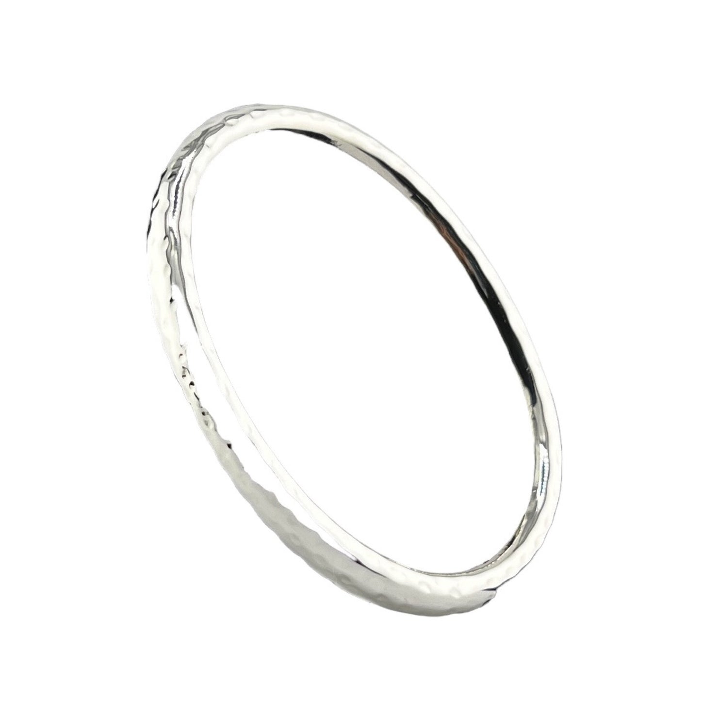 Sterling Silver .925 Bangle Bracelet 70mmx5mm Oval Hammered
