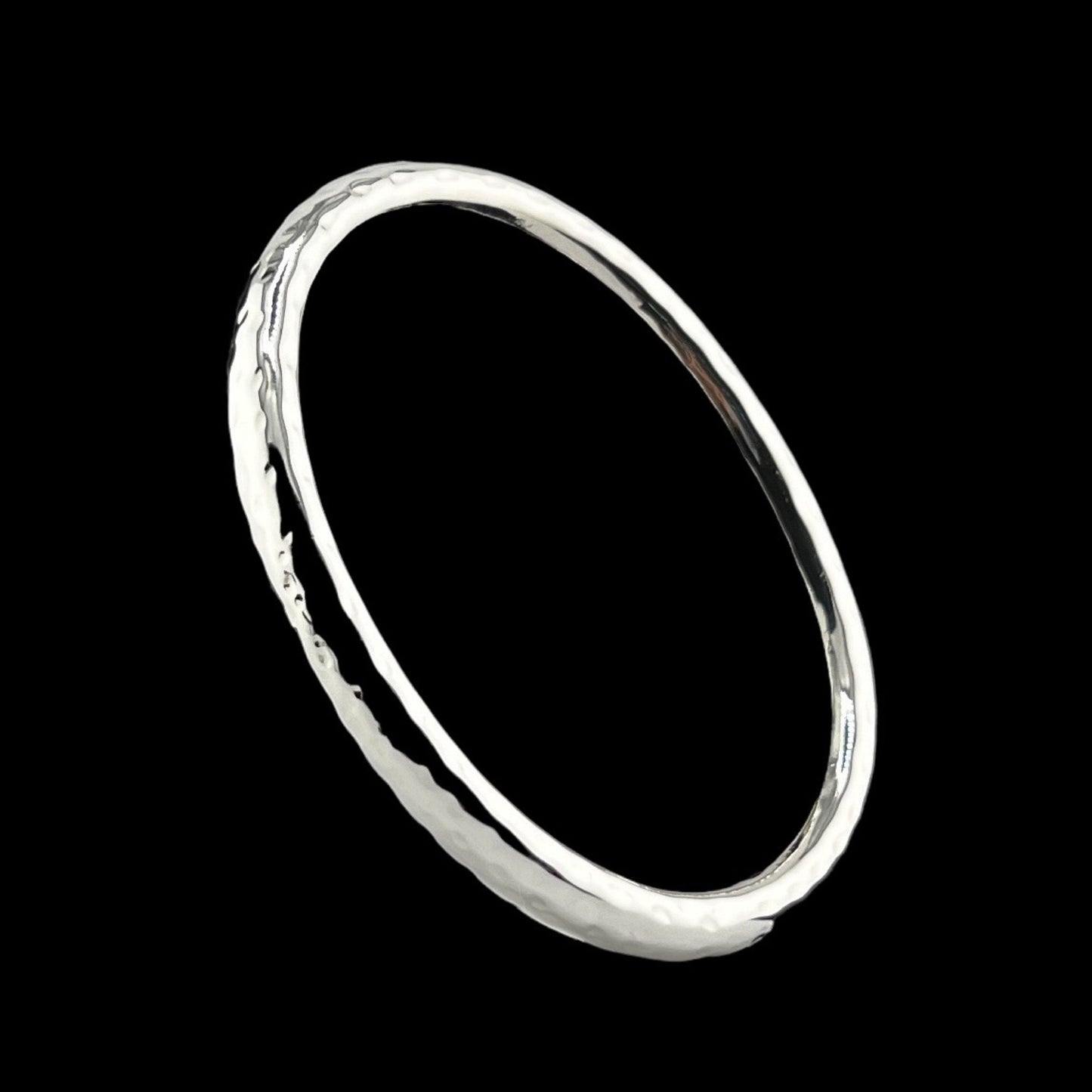 Sterling Silver .925 Bangle Bracelet 70mmx5mm Oval Hammered