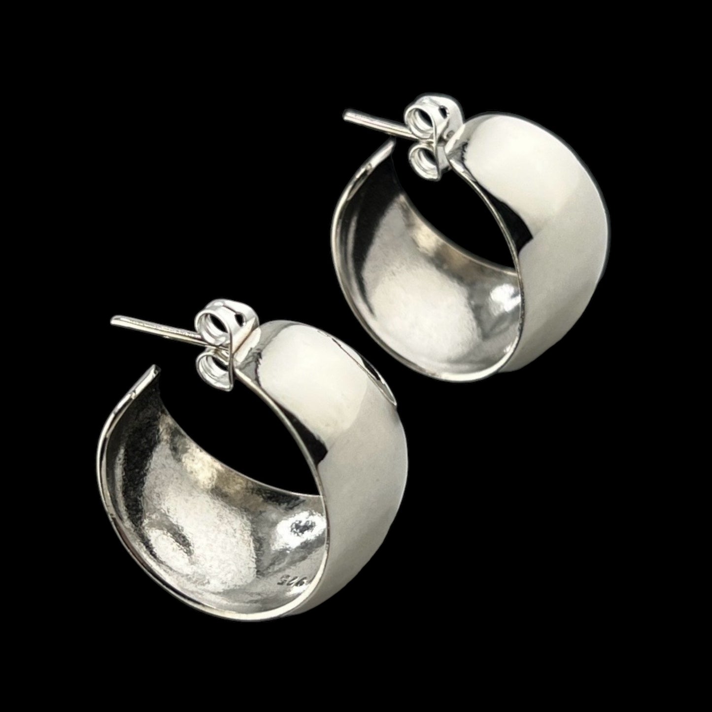 Sterling Silver .925 HOOP Post Earrings 20mmx13mm Smooth Pattern