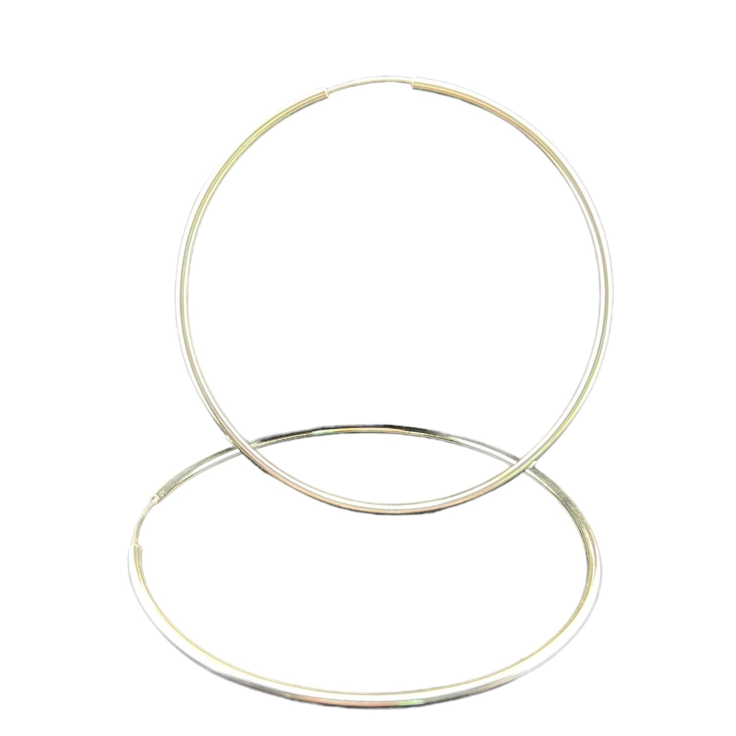 Sterling Silver .925 HOOP Endless Earrings 80mmx2mm Smooth Round
