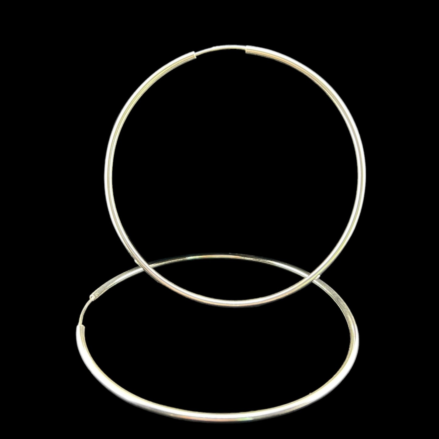 Sterling Silver .925 HOOP Endless Earrings 80mmx2mm Smooth Round