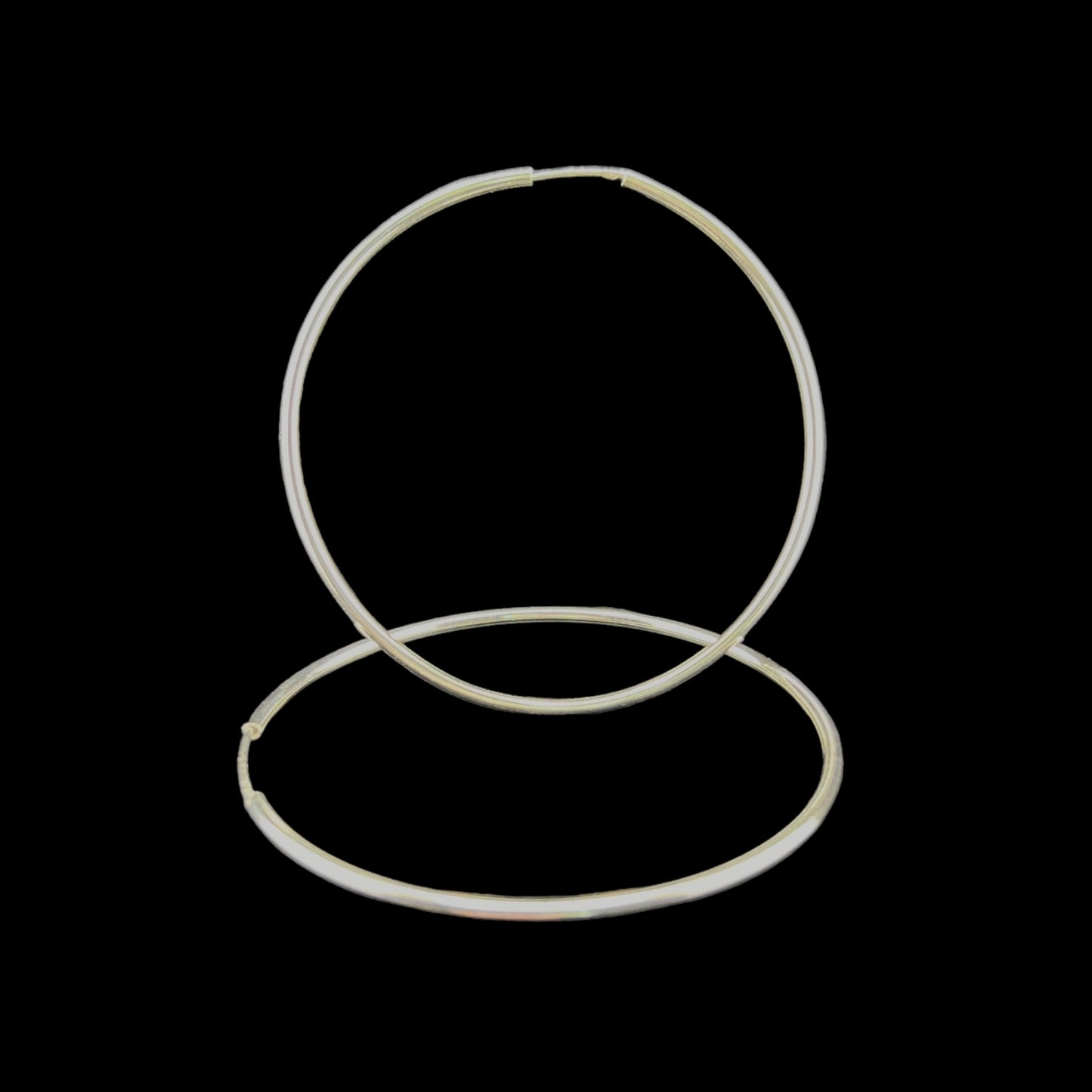 Sterling Silver .925 HOOP Endless Earrings 60mmx1mm Round wire Smooth