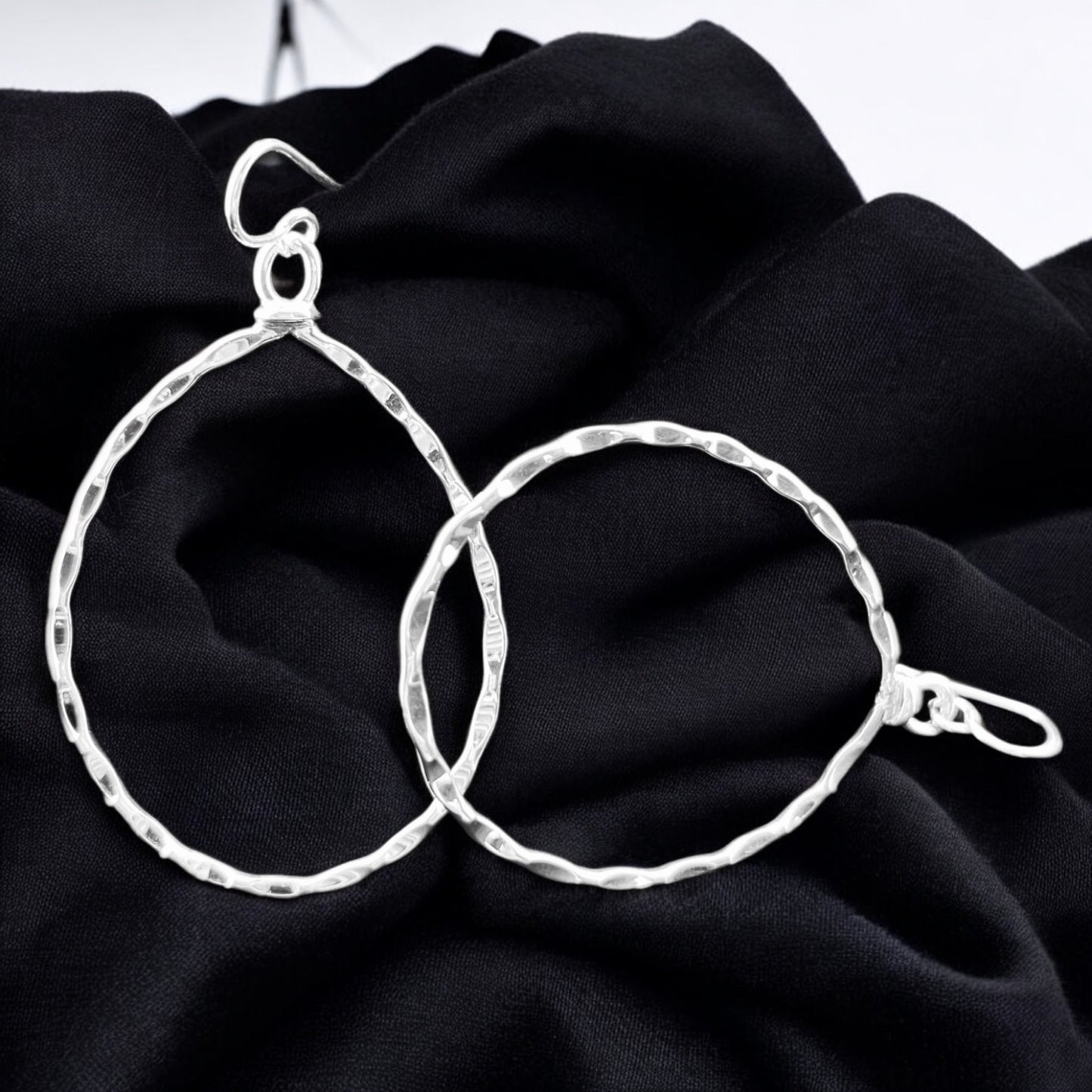 Sterling Silver .925 HOOP HOOK Earrings 40mmx60mm Smooth Facet Eliptical