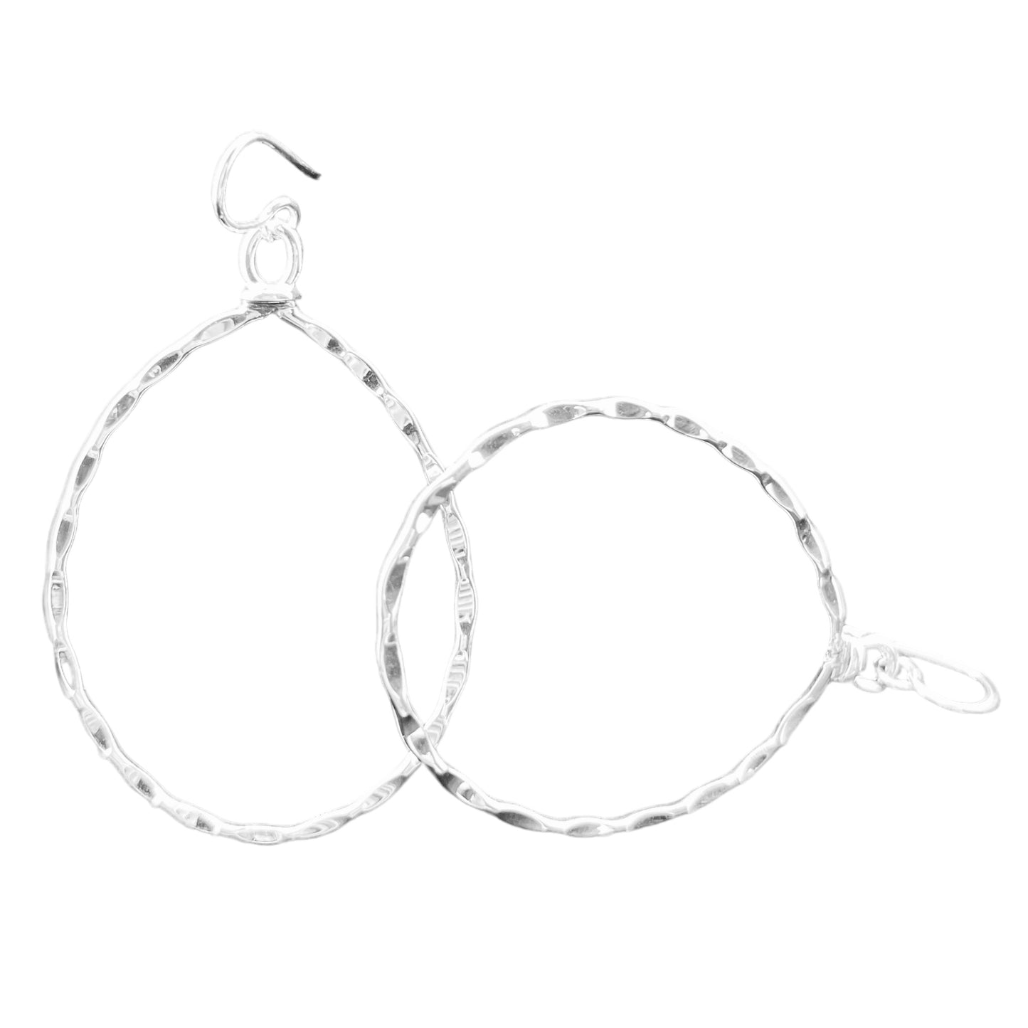 Sterling Silver .925 HOOP HOOK Earrings 40mmx60mm Smooth Facet Eliptical