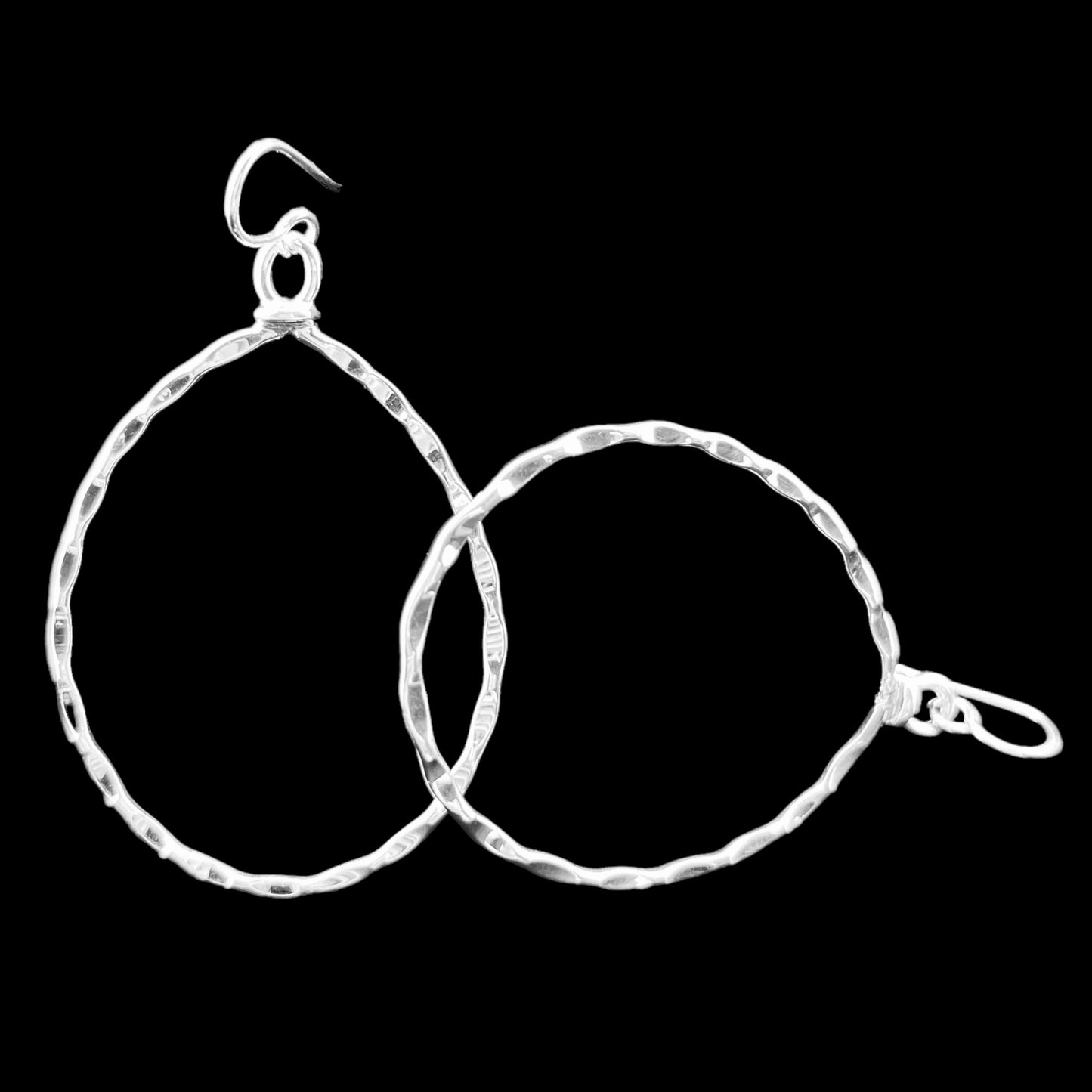 Sterling Silver .925 HOOP HOOK Earrings 40mmx60mm Smooth Facet Eliptical