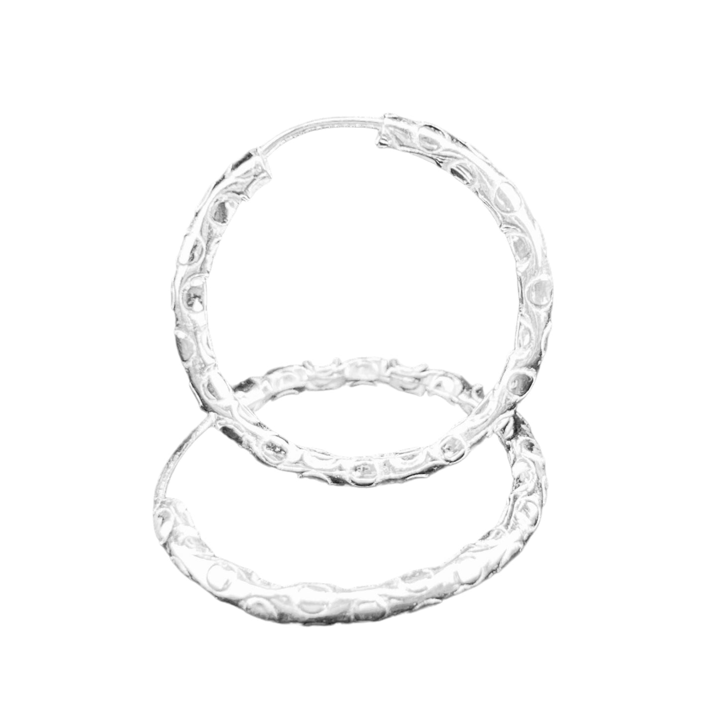 Sterling Silver .925 HOOP ENDLESS Earrings 27mm round