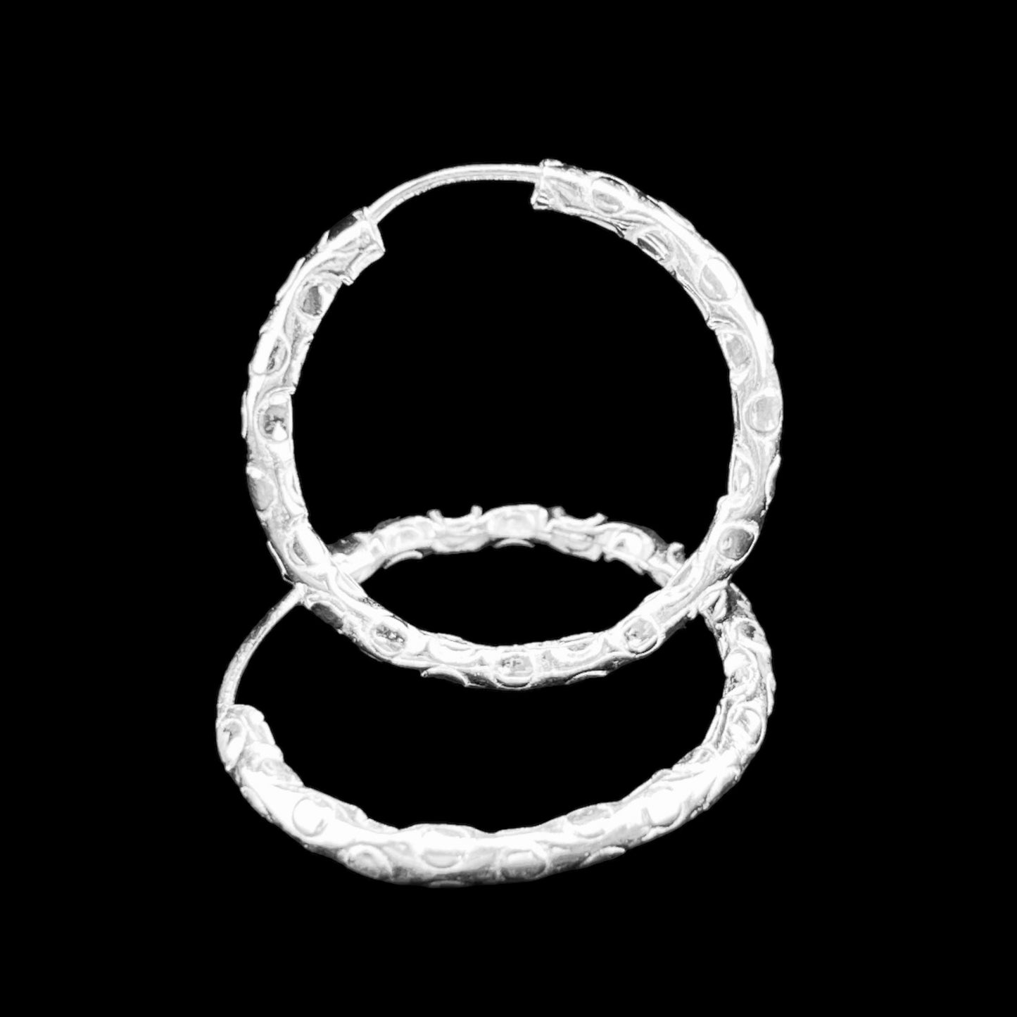 Sterling Silver .925 HOOP ENDLESS Earrings 27mm round