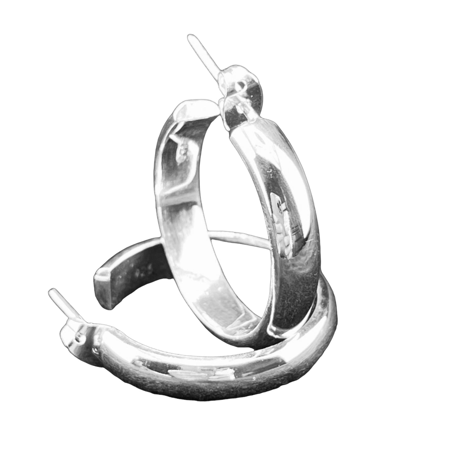 Sterling Silver .925 HOOP POST Earrings 23mm Round Smooth
