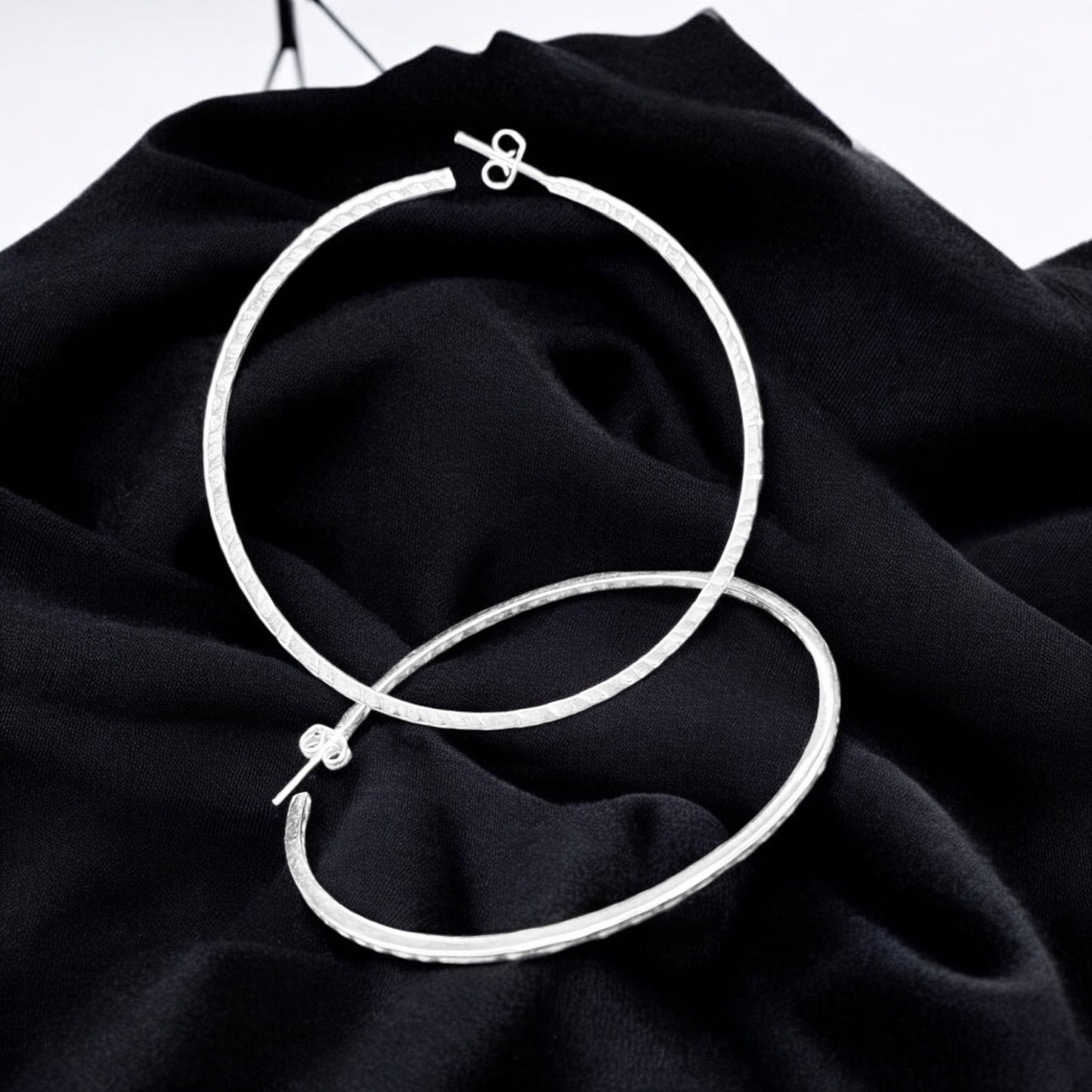 Sterling Silver .925 HOOP POST Earrings 65mm