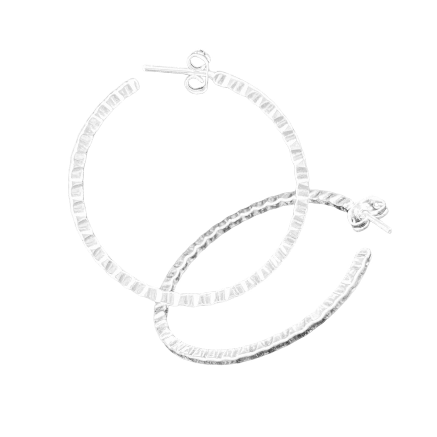 Sterling Silver .925 HOOP POST Earrings 40mm empenada edge