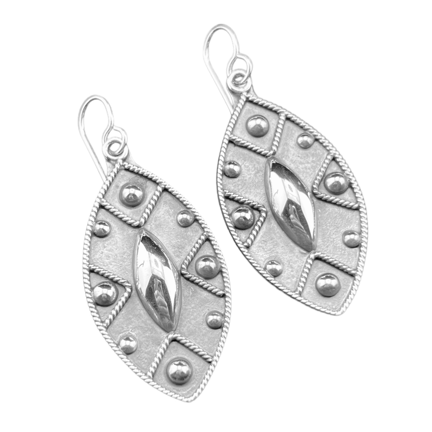 Sterling Silver .925 HOOP HOOK Earrings 23mmx45mm Tribal