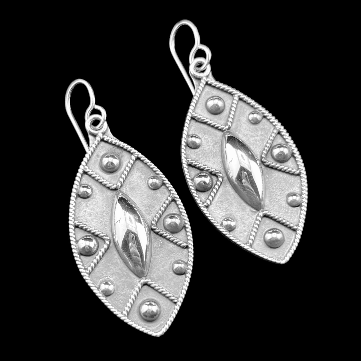 Sterling Silver .925 HOOP HOOK Earrings 23mmx45mm Tribal