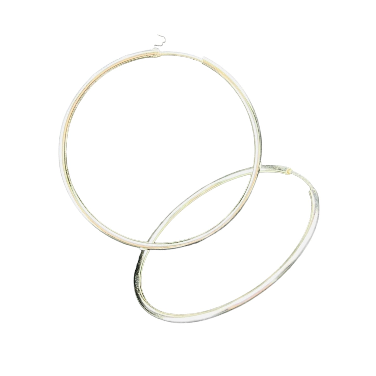 Sterling Silver .925 HOOP ENDLESS Earrings 50mmx1mm Smooth Round