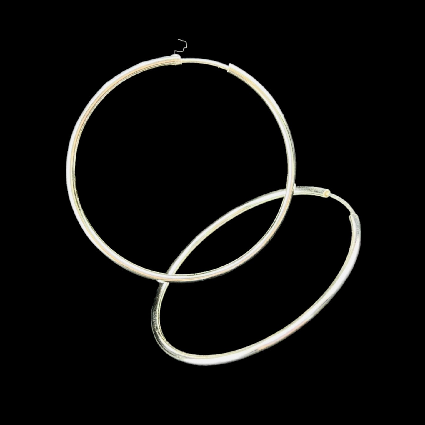 Sterling Silver .925 HOOP ENDLESS Earrings 50mmx1mm Smooth Round
