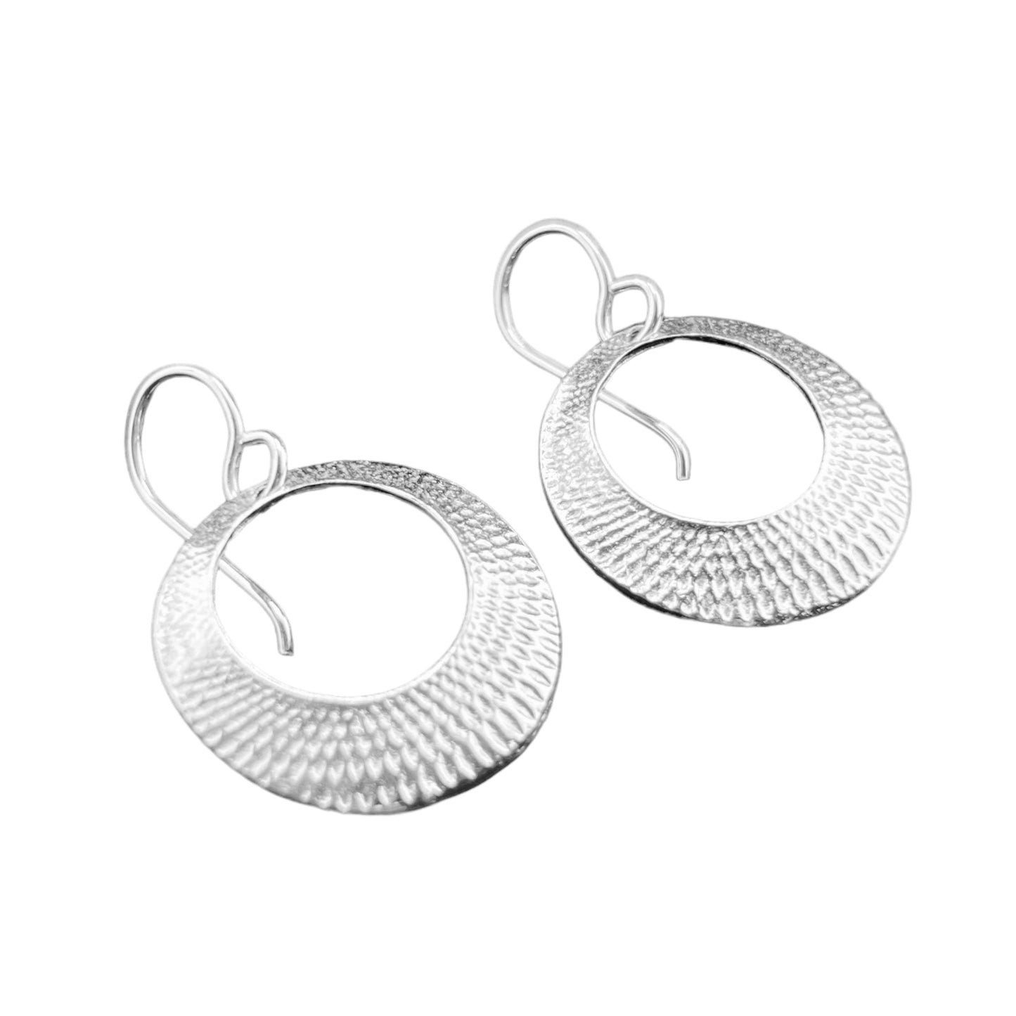 Sterling Silver .925 HOOP Earrings HOOK 20mmx3mm embossed