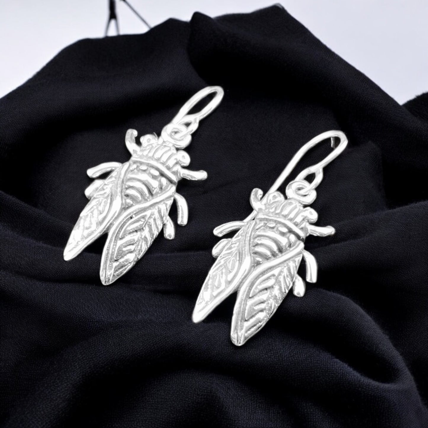 Sterling Silver .925 HOOK Earrings 15mmx27mm Fly Insect