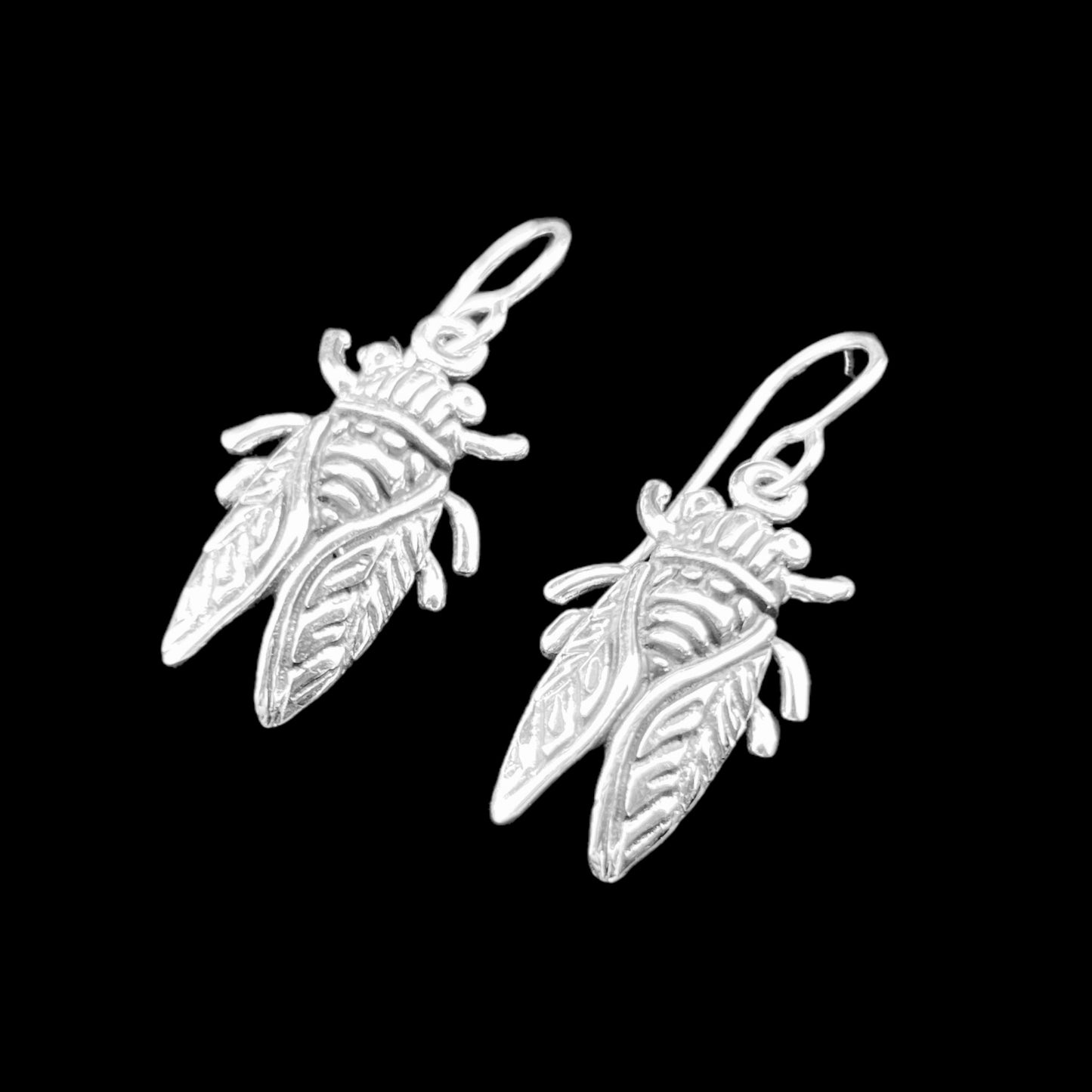 Sterling Silver .925 HOOK Earrings 15mmx27mm Fly Insect