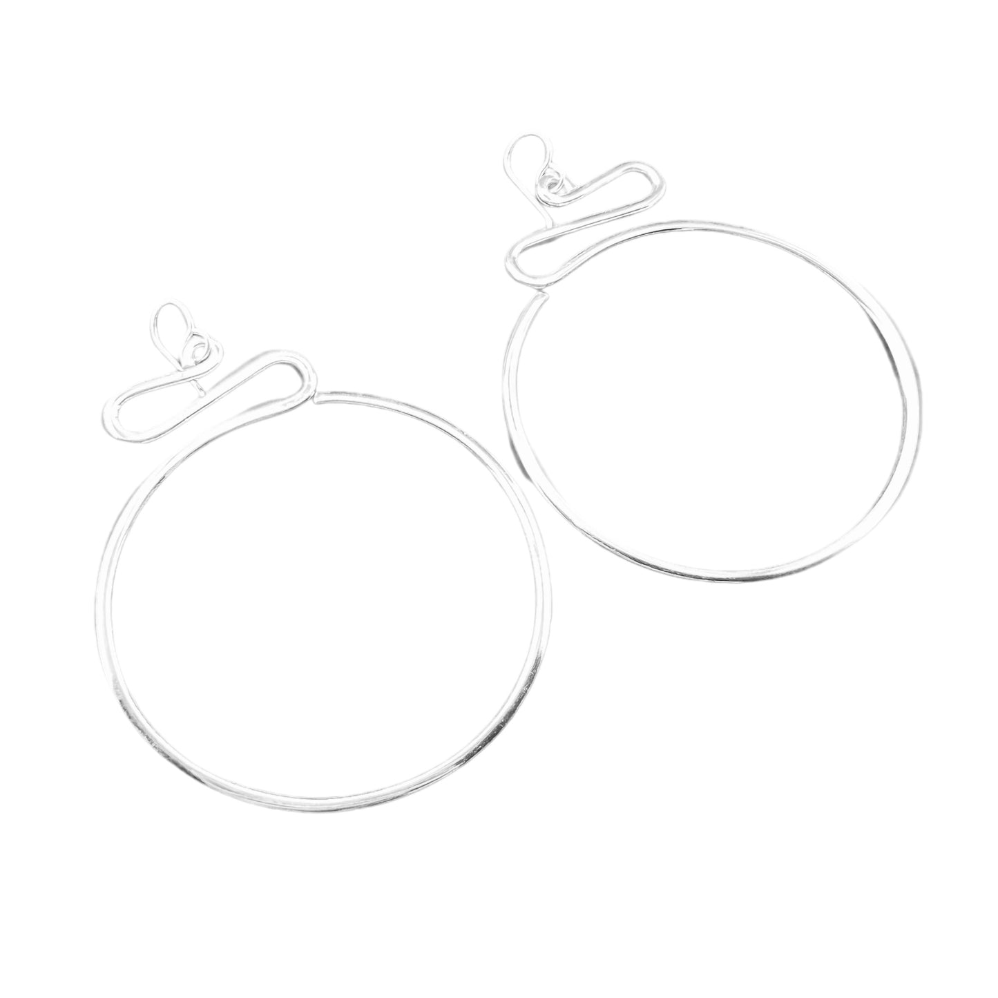 Sterling Silver .925 HOOK Earrings 65mmx80mm Hoop with Ribbon