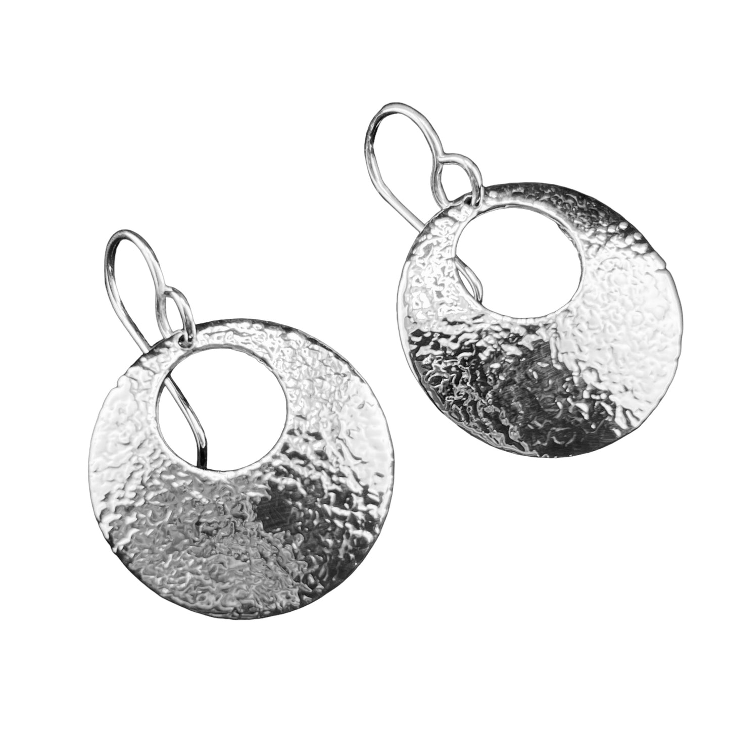 Sterling Silver .925 HOOP HOOK Earrings 20mm Hammered